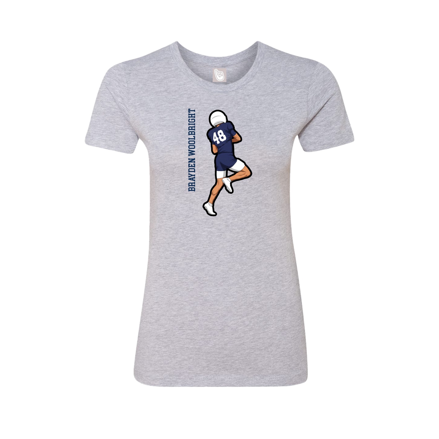 Fitted Women's Tee — Name Vertical in Grey