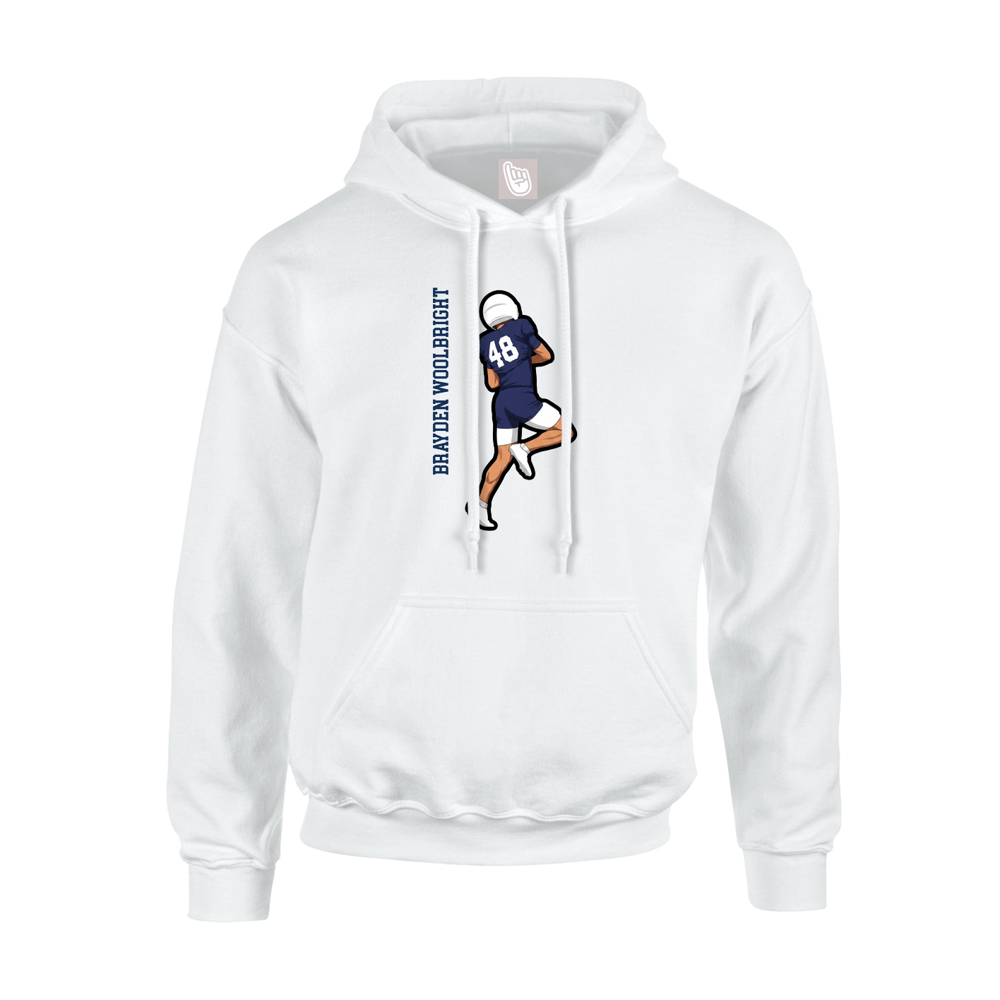Youth Hoodie — Name Vertical in White