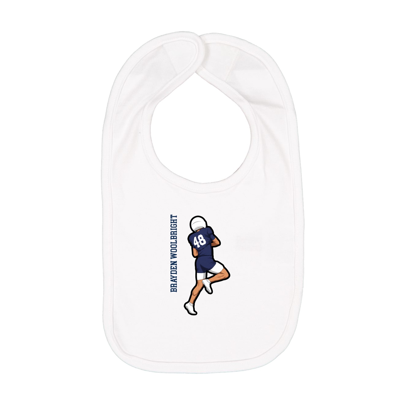 Infant Bib — Name Vertical in White