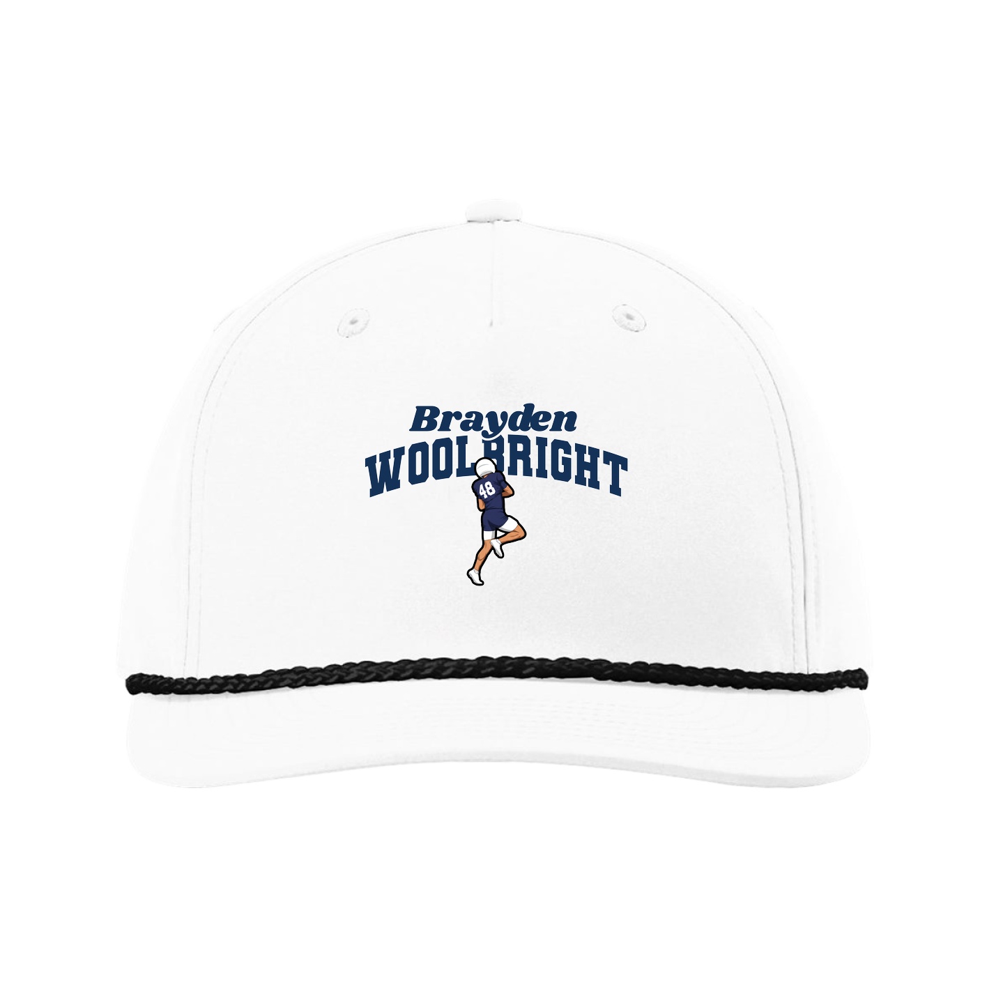 Five-Panel Classic Rope Cap — Signature Arch in White