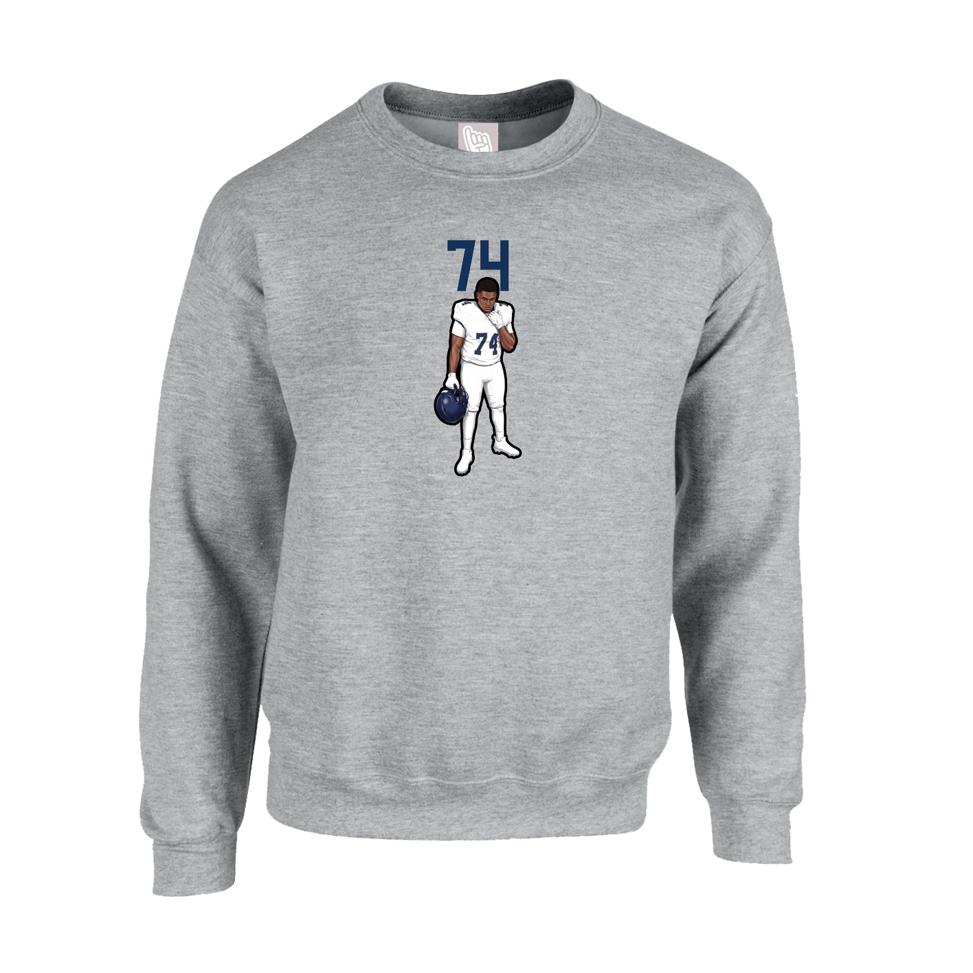 Fleece Crew — Number Top in Grey
