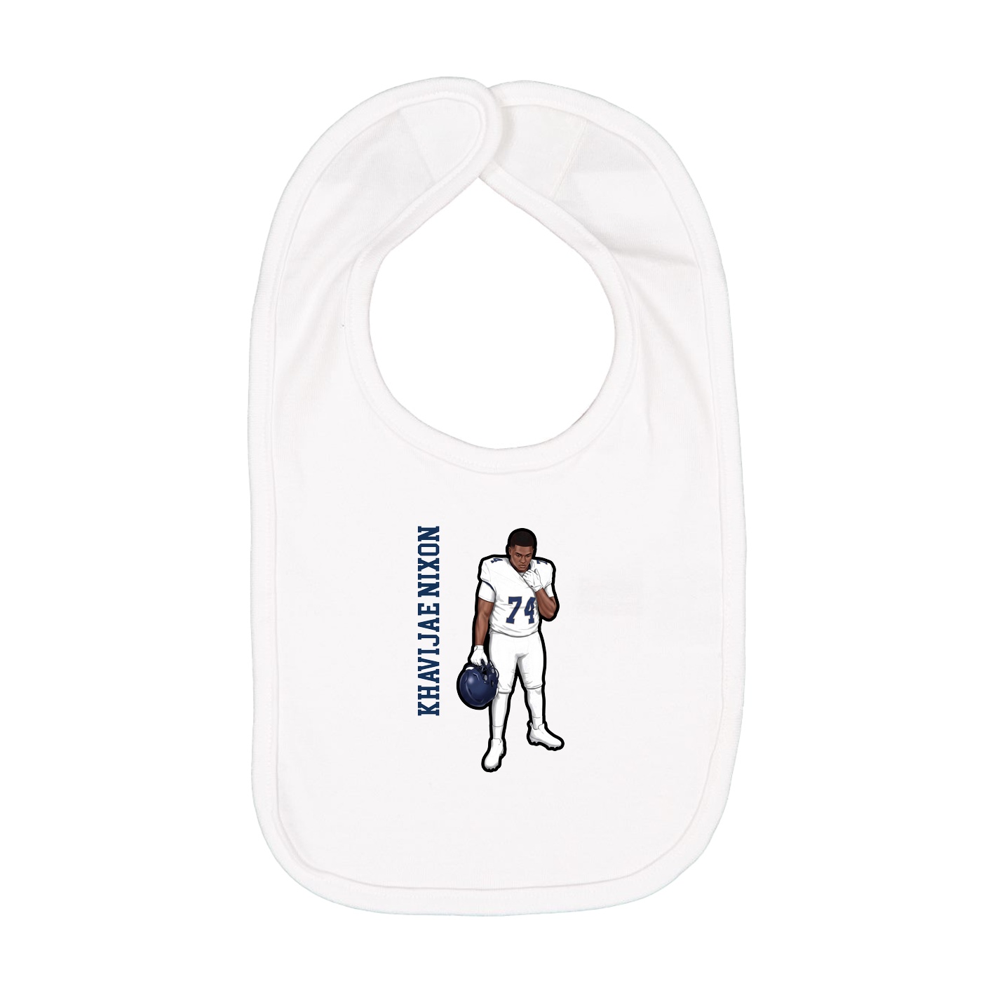 Infant Bib — Name Vertical in White