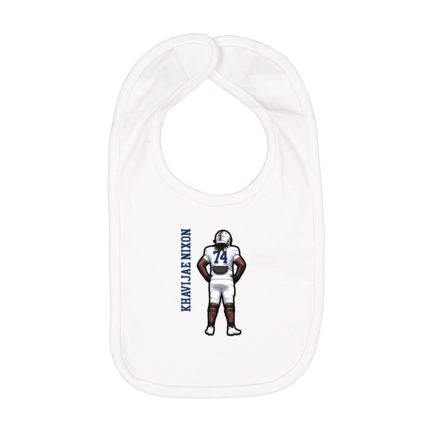 Infant Bib — Name Vertical in White