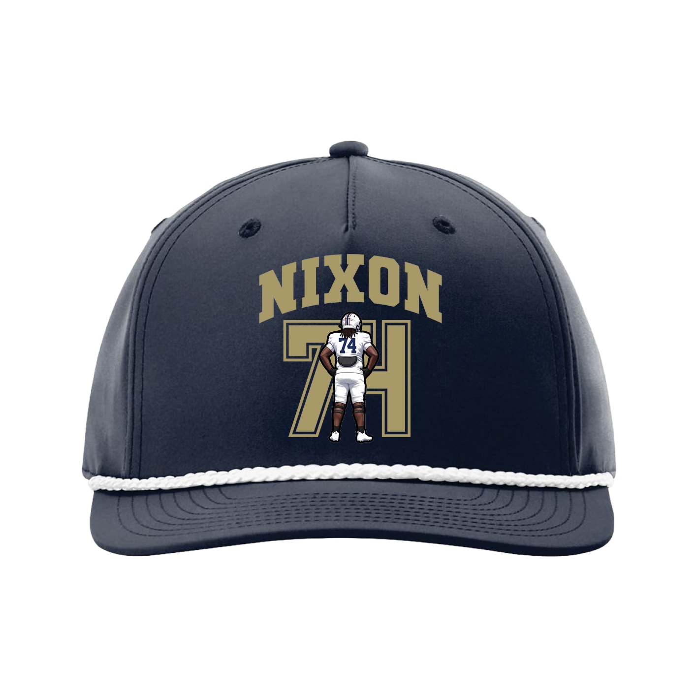 Five-Panel Classic Rope Cap — Number in Navy