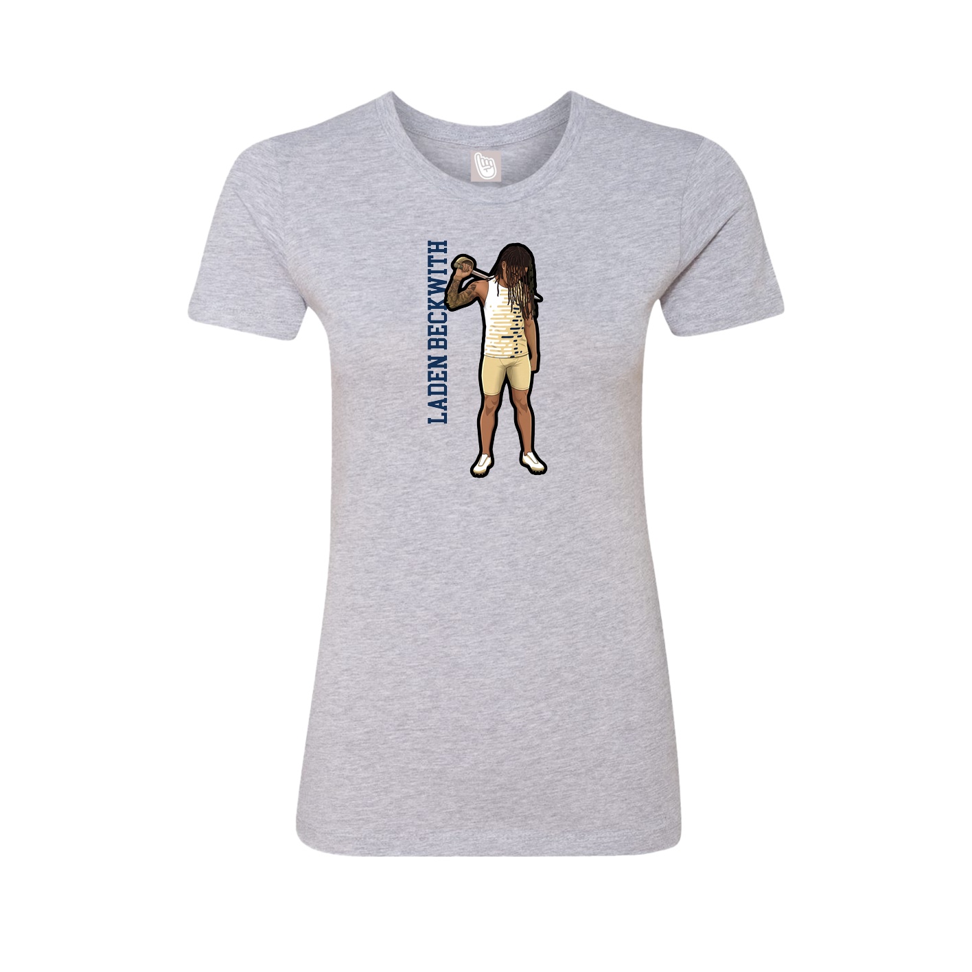 Fitted Women's Tee — Name Vertical in Grey