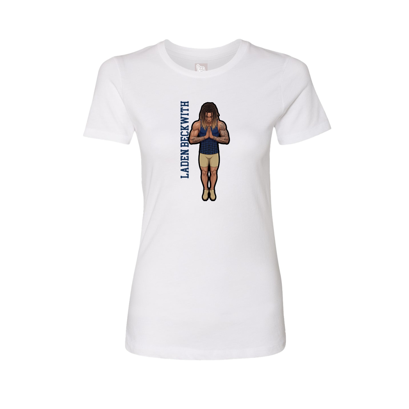 Fitted Women's Tee — Name Vertical in White