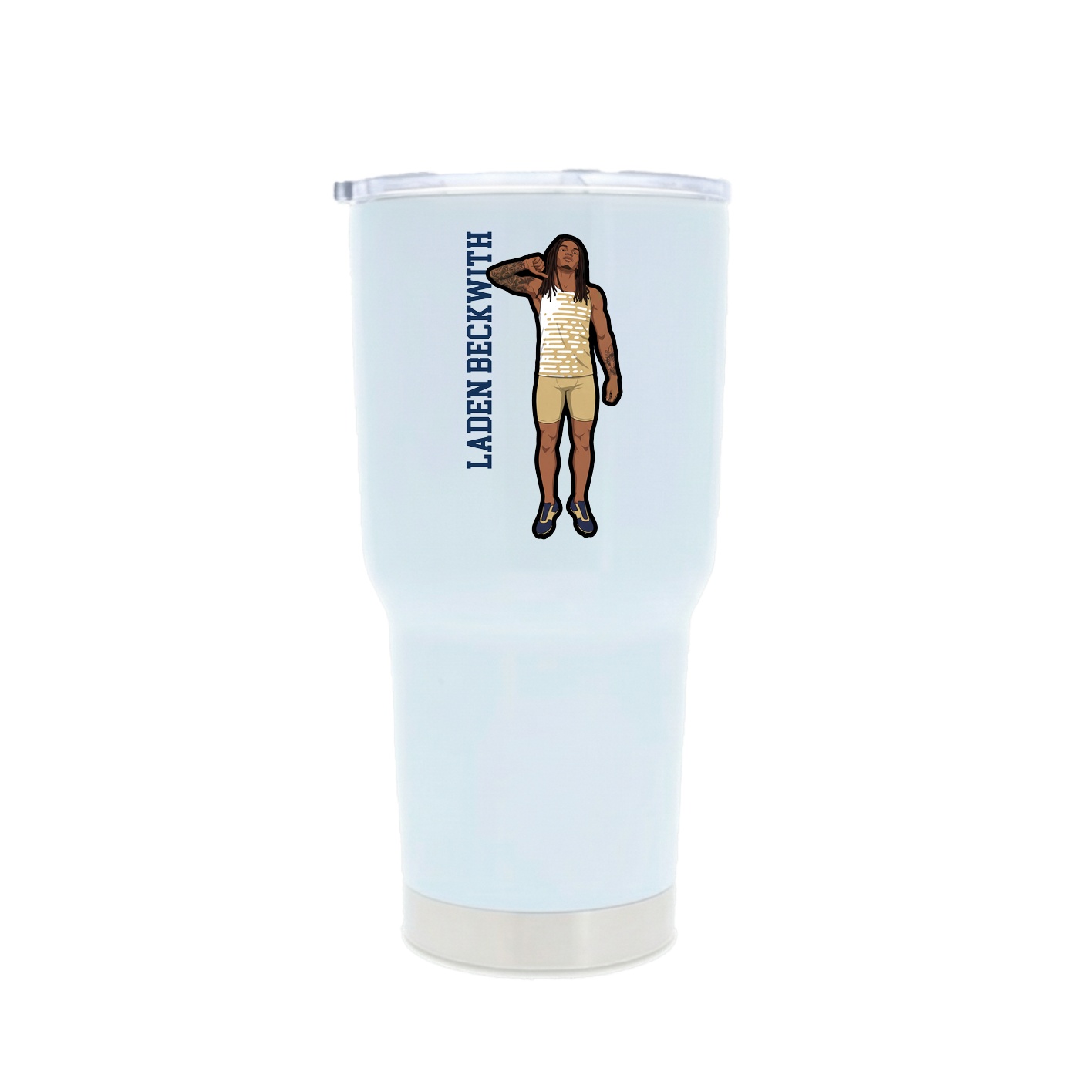 30oz Stainless Steel Tumbler — Name Vertical in White