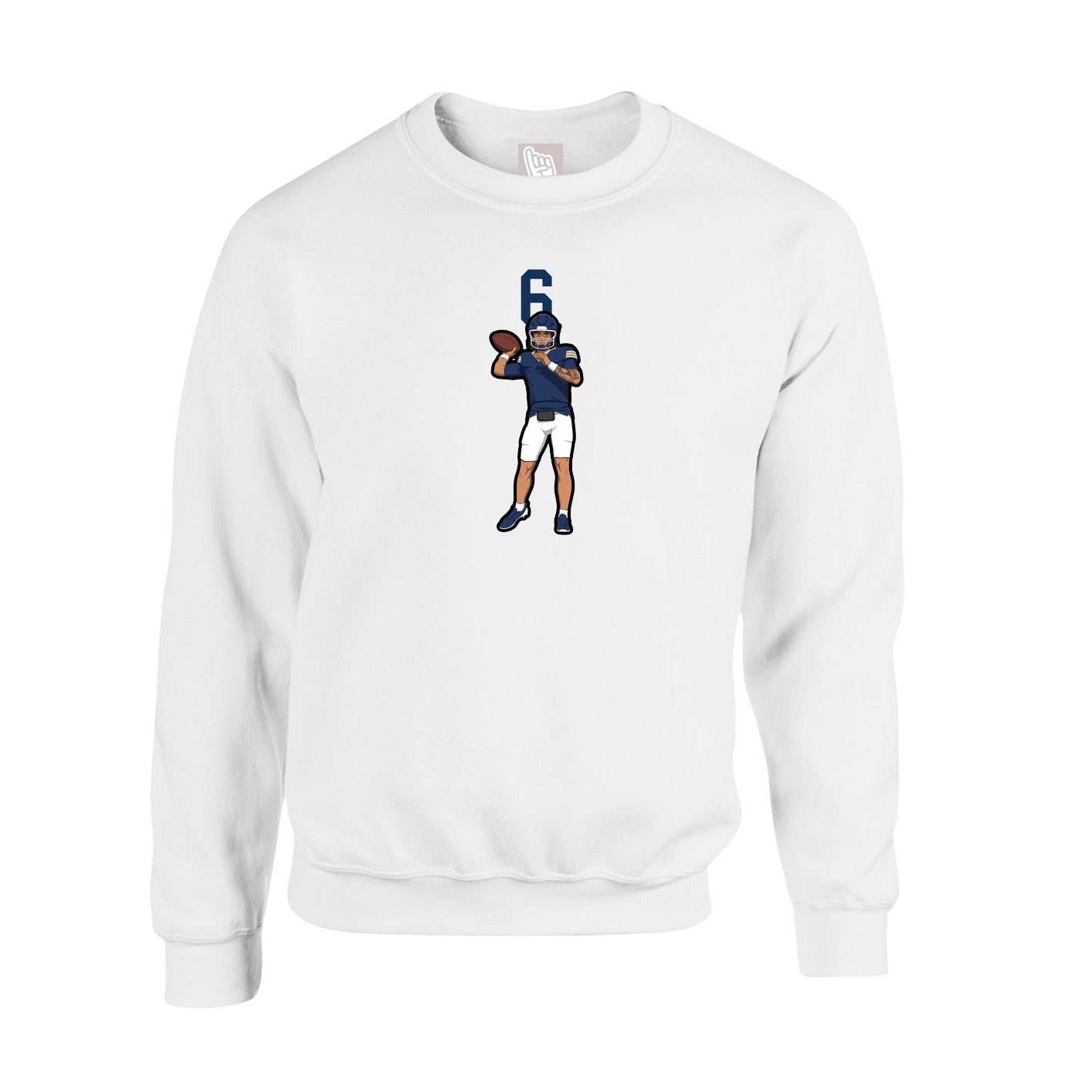 Fleece Crew — Number Top in White