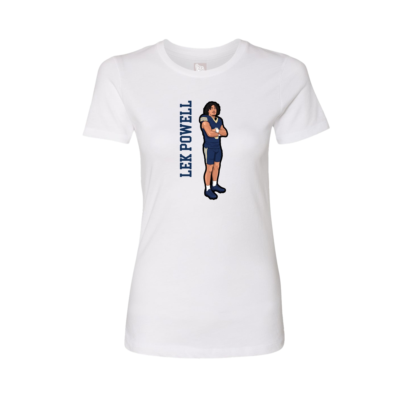 Fitted Women's Tee — Name Vertical in White
