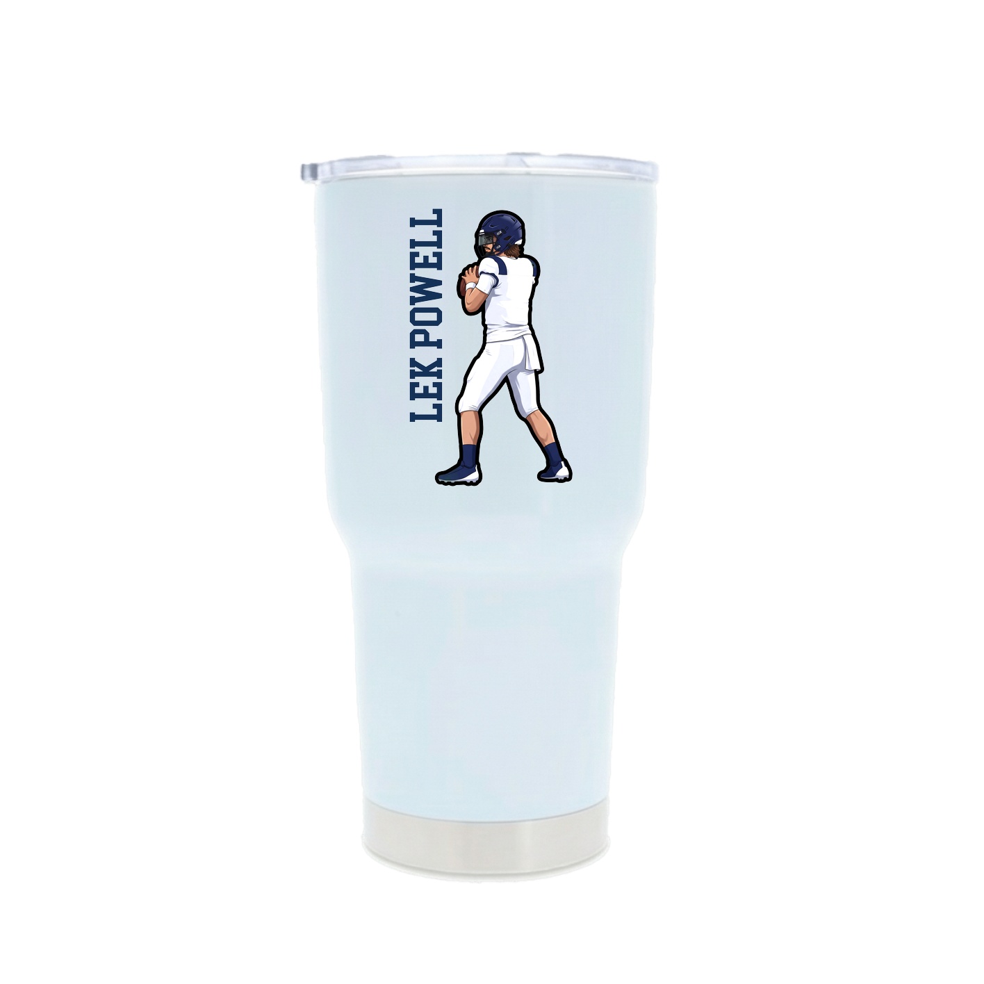 30oz Stainless Steel Tumbler — Name Vertical in White