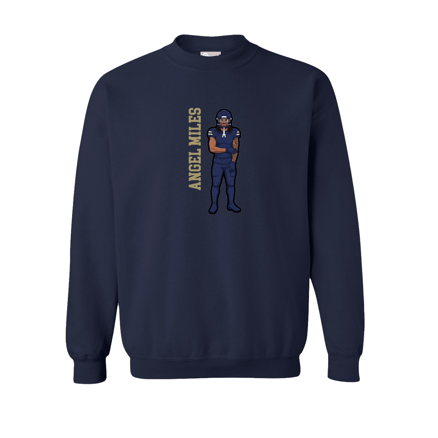 Fleece Crew — Name Vertical in Navy