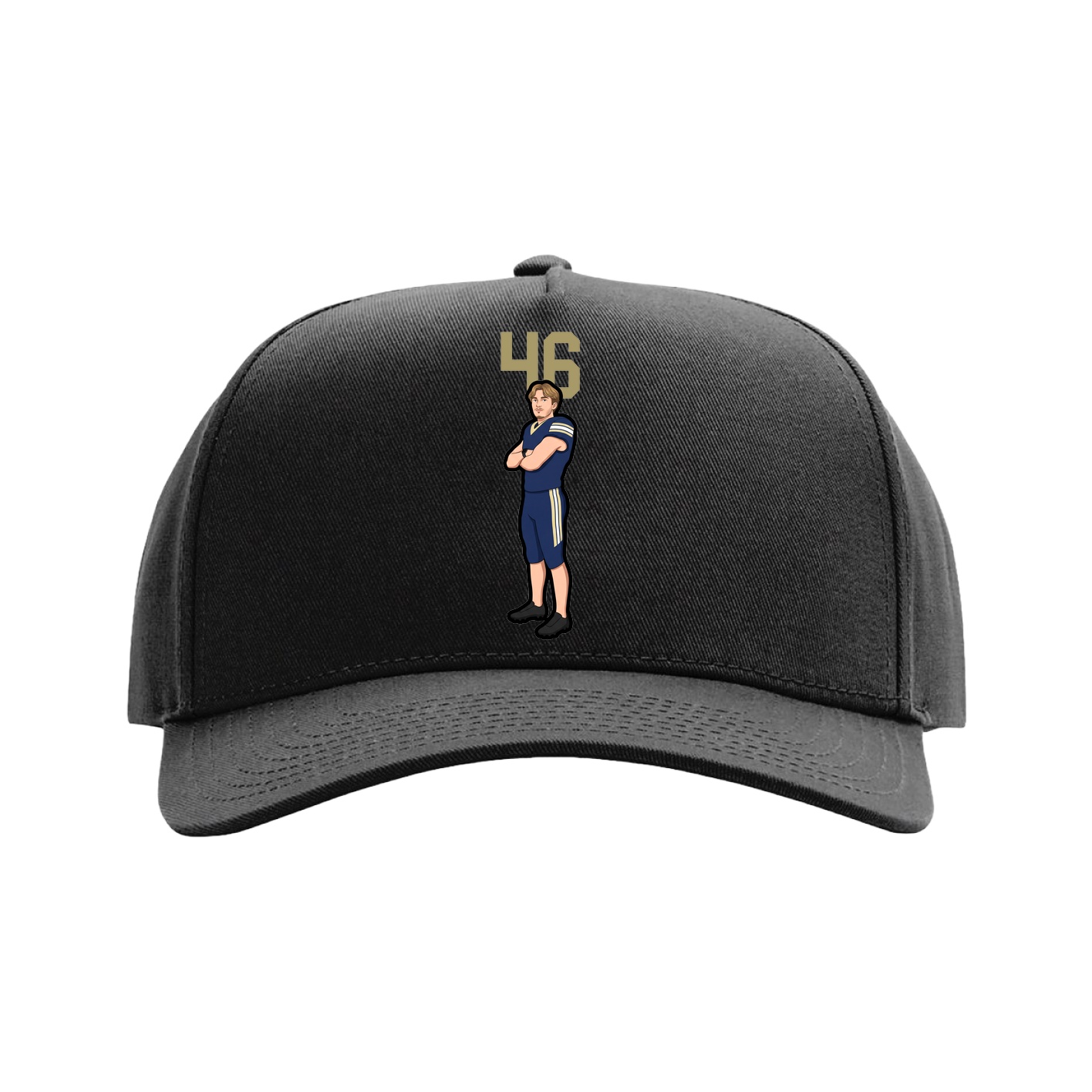 Full Fabric Five-Panel Champ Cap — Number Top in Black