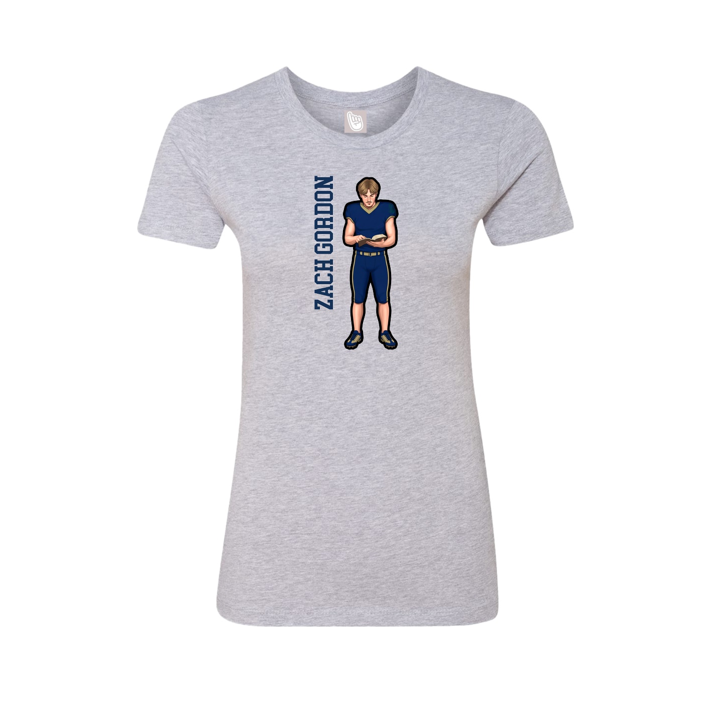 Fitted Women's Tee — Name Vertical in Grey