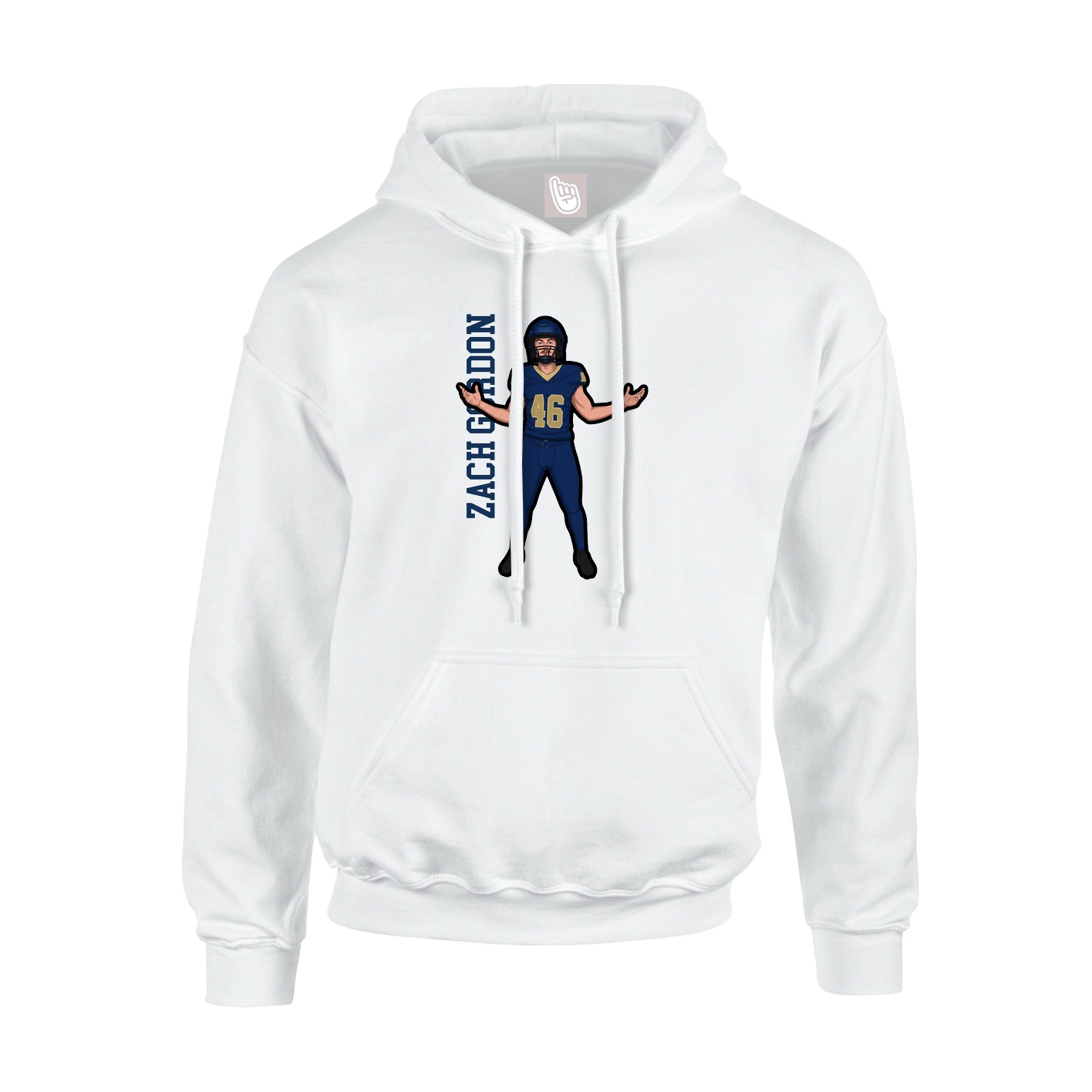 Youth Hoodie — Name Vertical in White