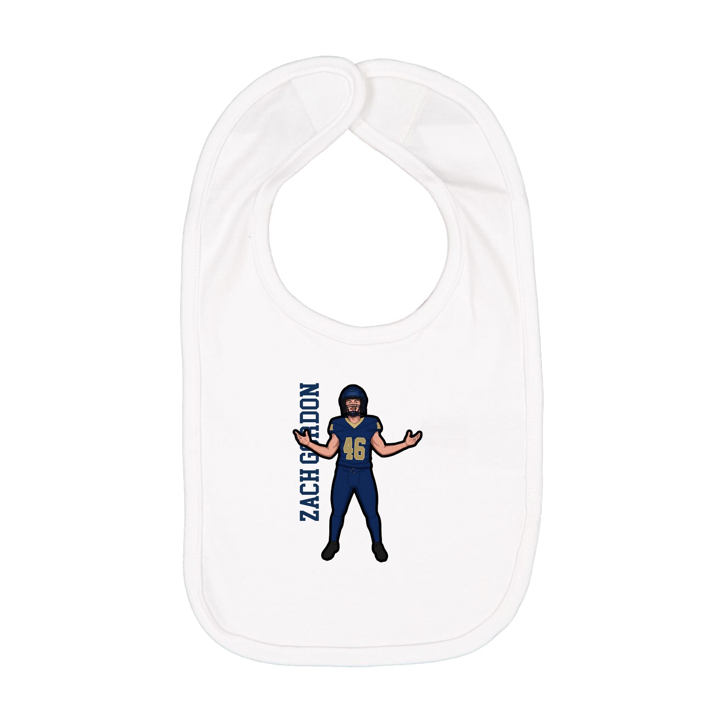 Infant Bib — Name Vertical in White