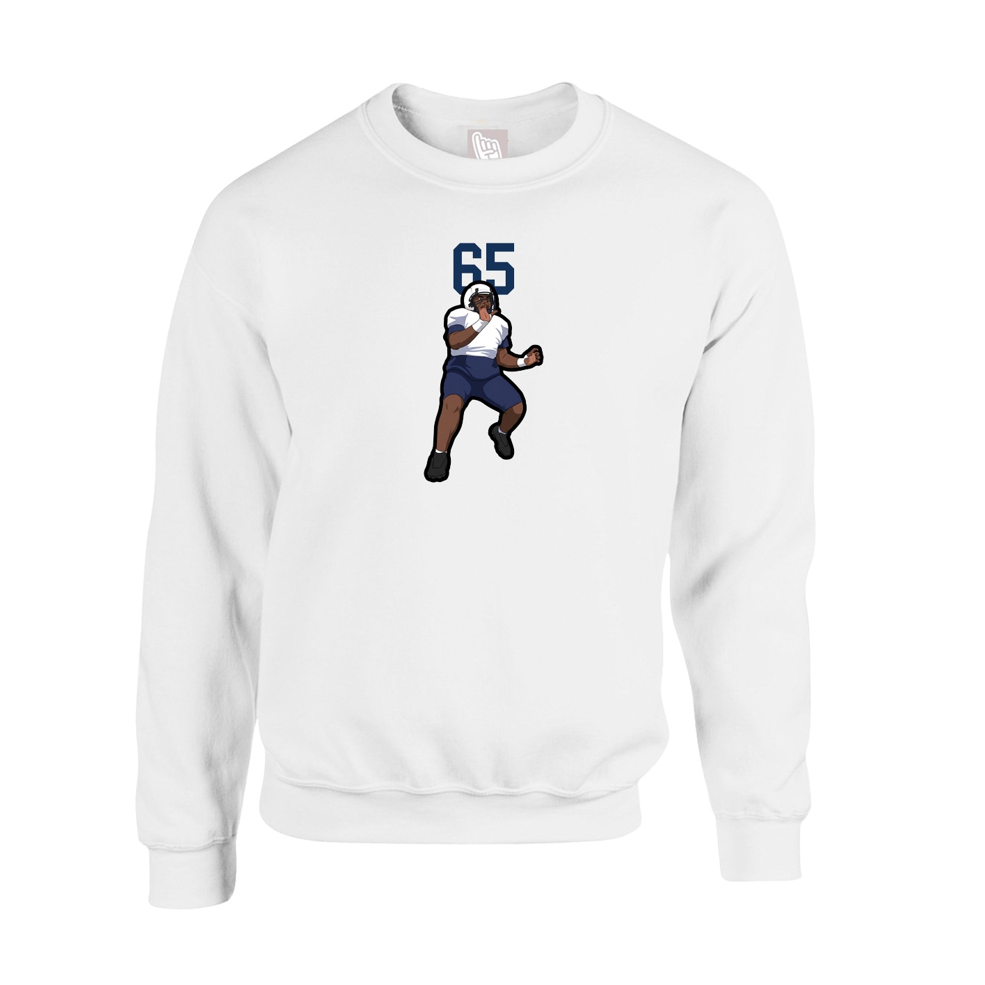 Fleece Crew — Number Top in White