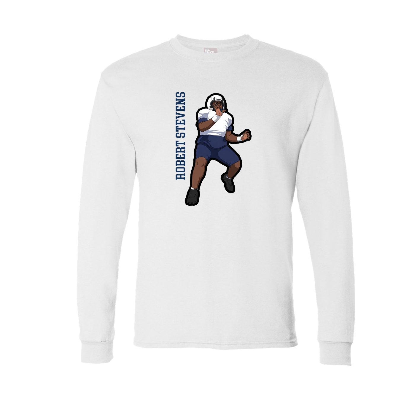 Long Sleeve Tee — Name Vertical in White