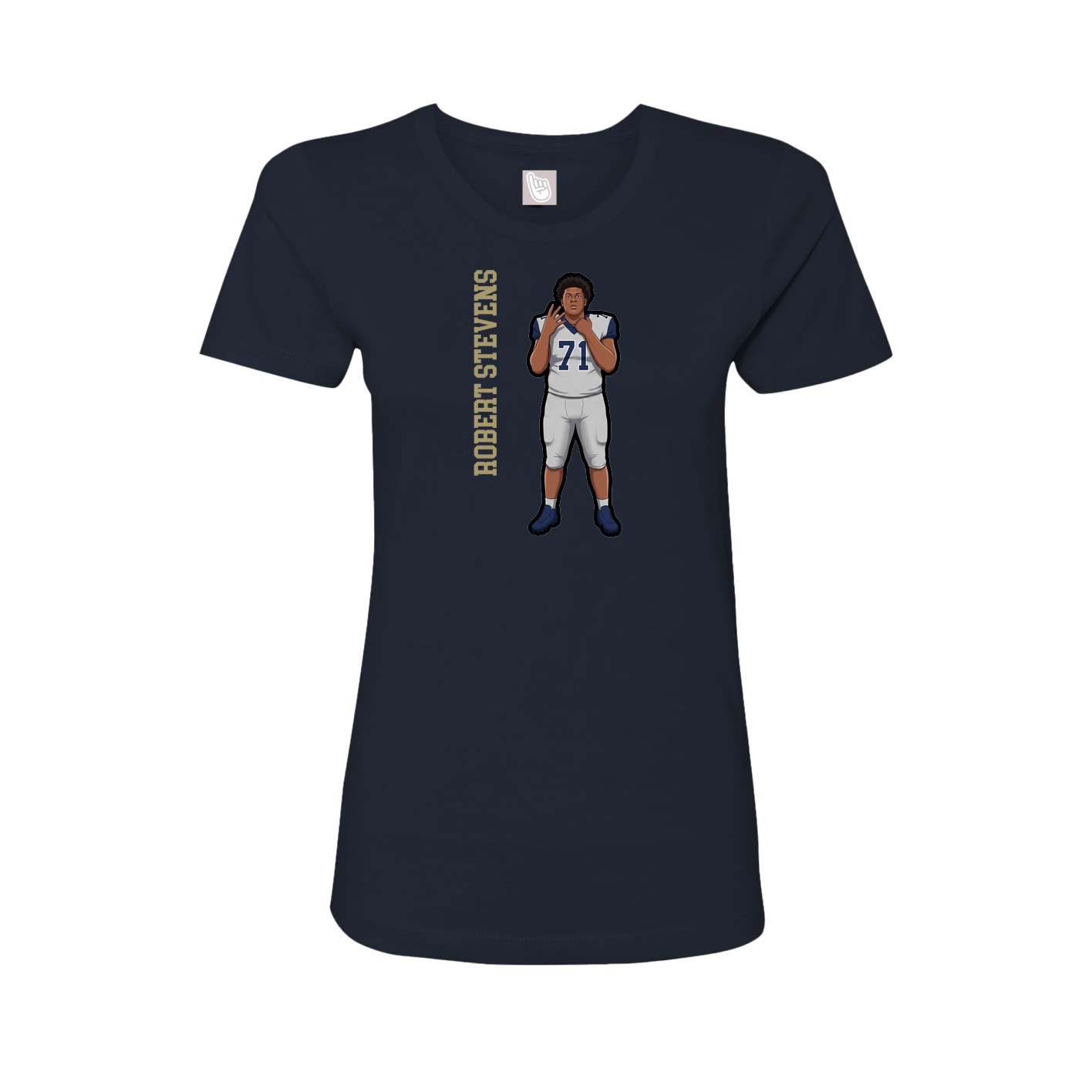 Fitted Women's Tee — Name Vertical in Navy