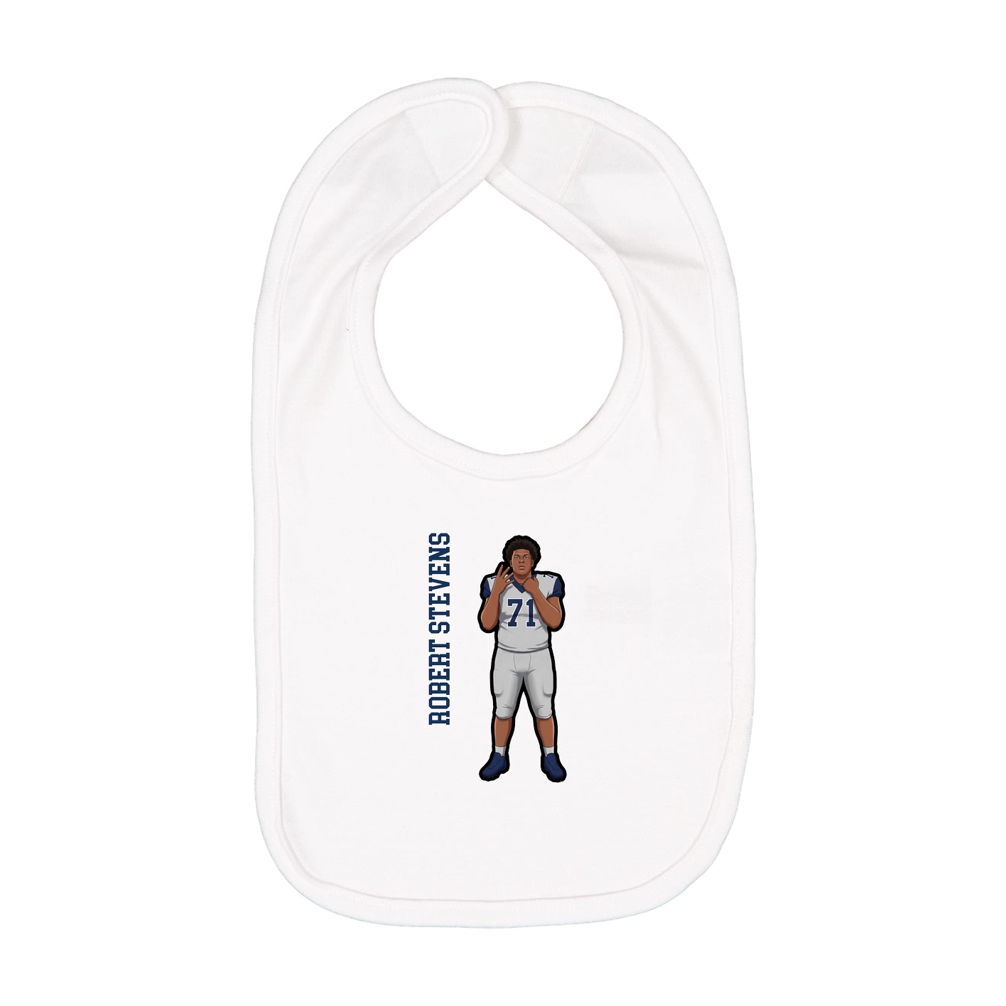 Infant Bib — Name Vertical in White