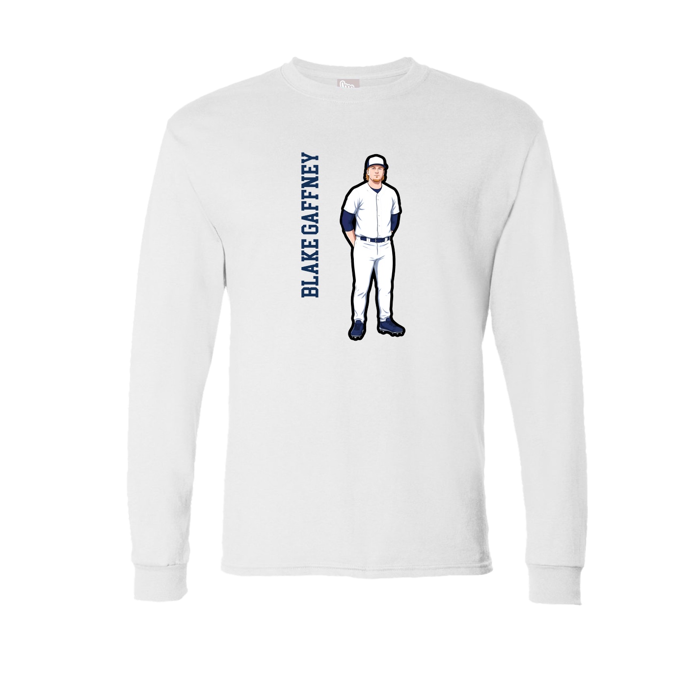Long Sleeve Tee — Name Vertical in White