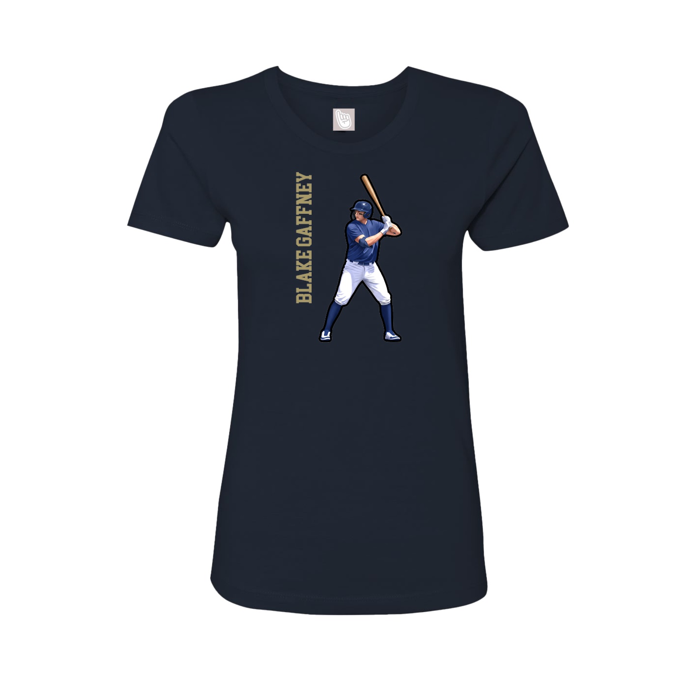 Fitted Women's Tee — Name Vertical in Navy