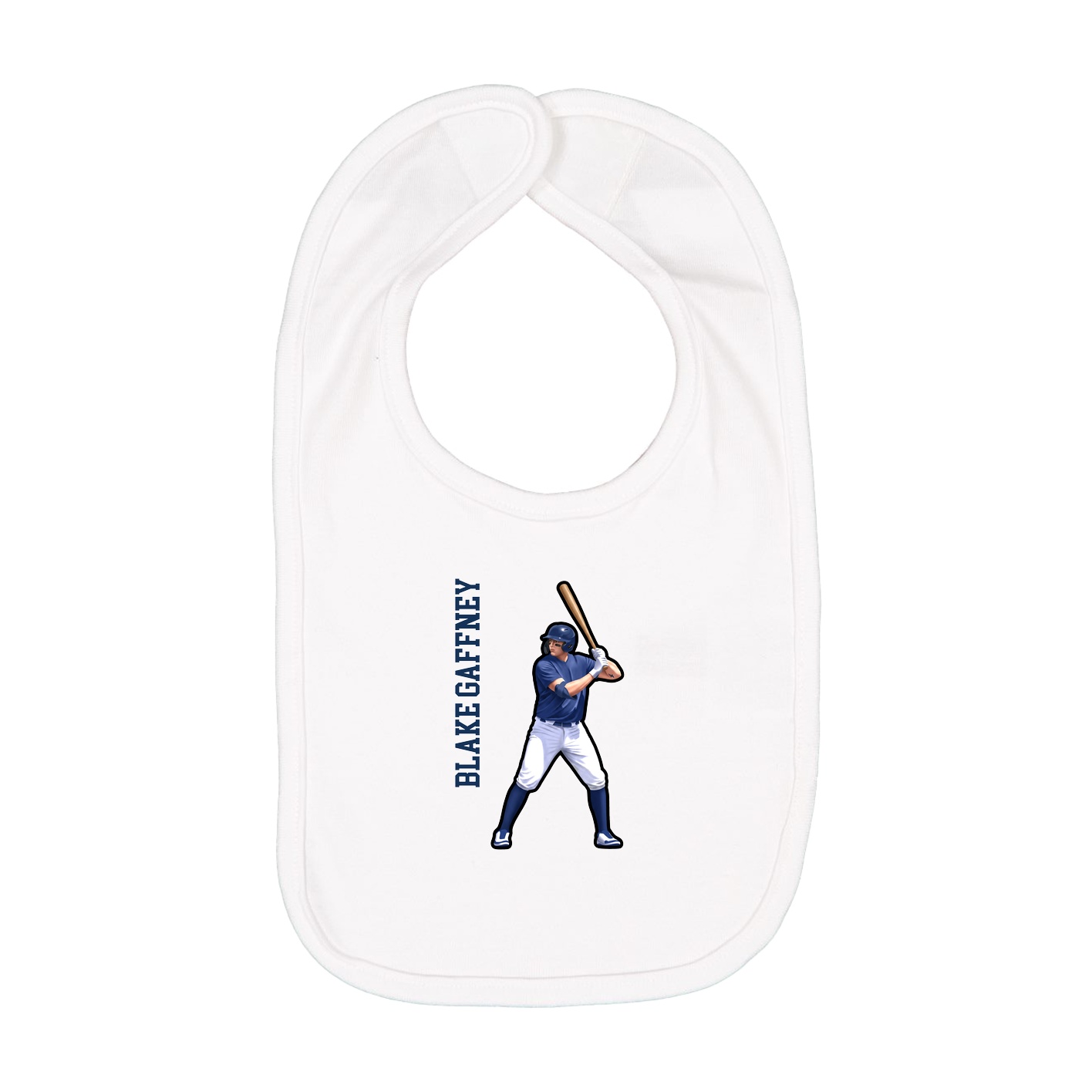 Infant Bib — Name Vertical in White