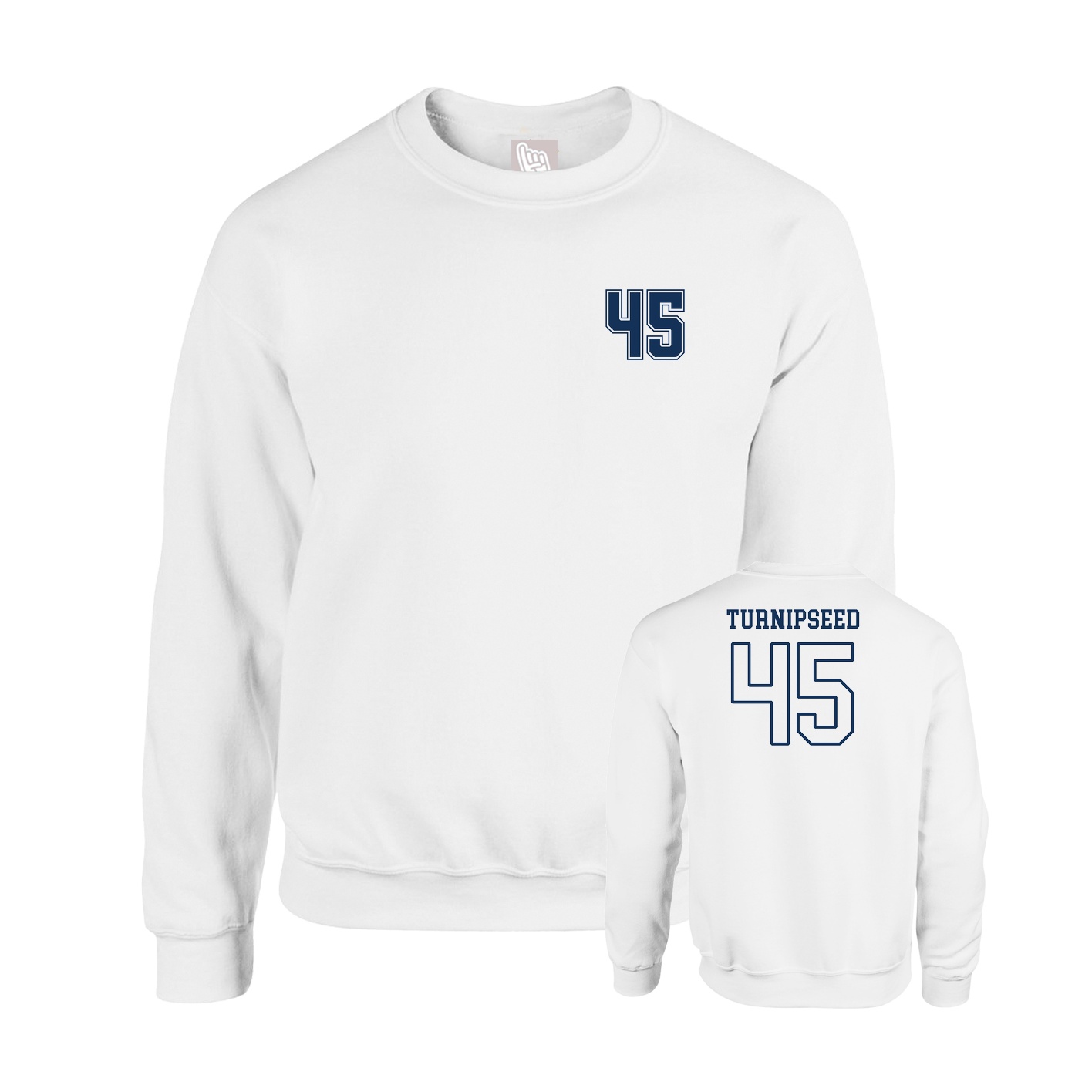 Fleece Crew — Chest Back in White
