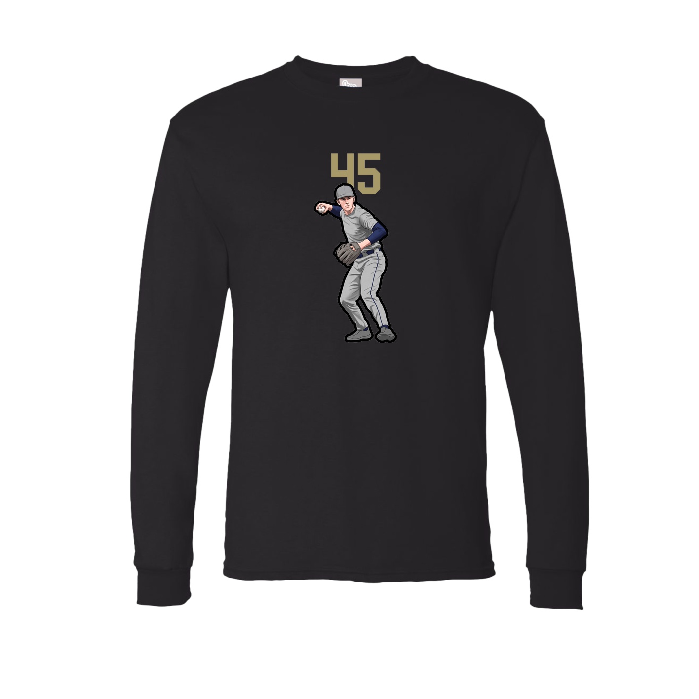Long Sleeve Tee — Number Top in Black