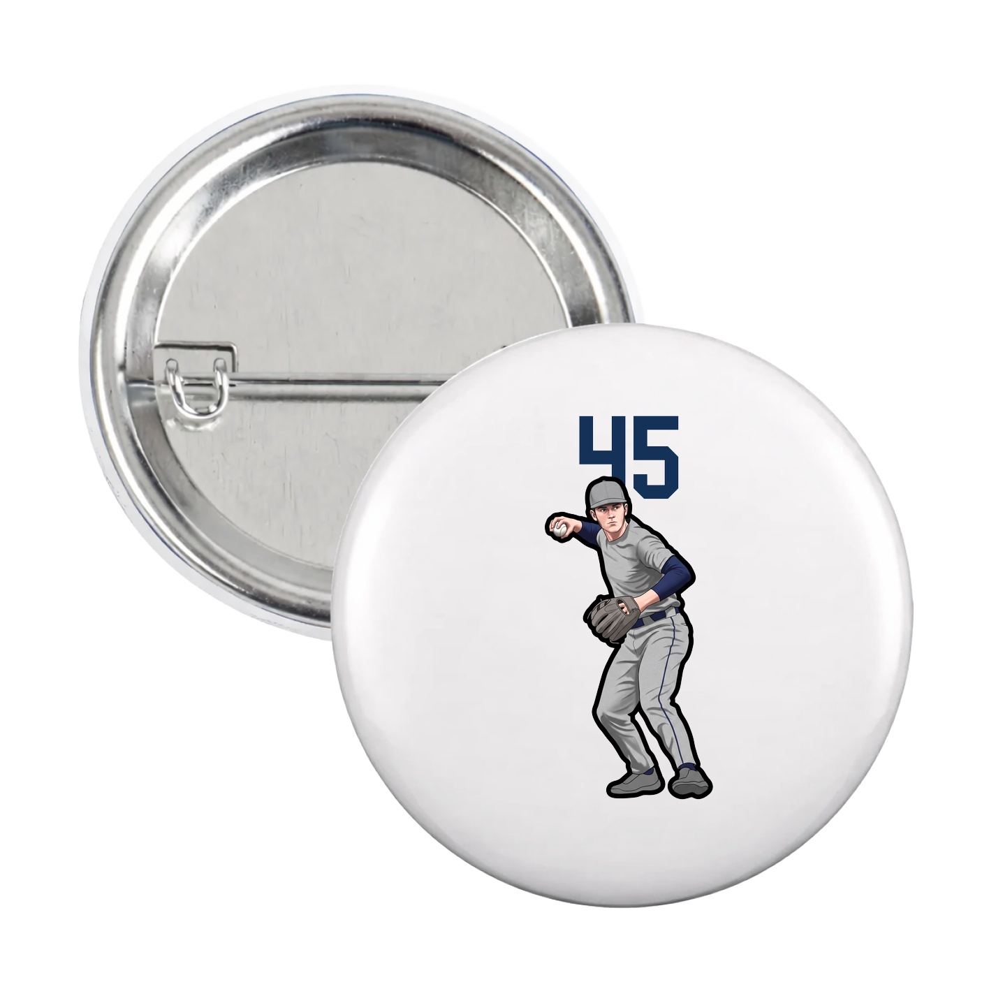 Game Day Button — Number Top in White