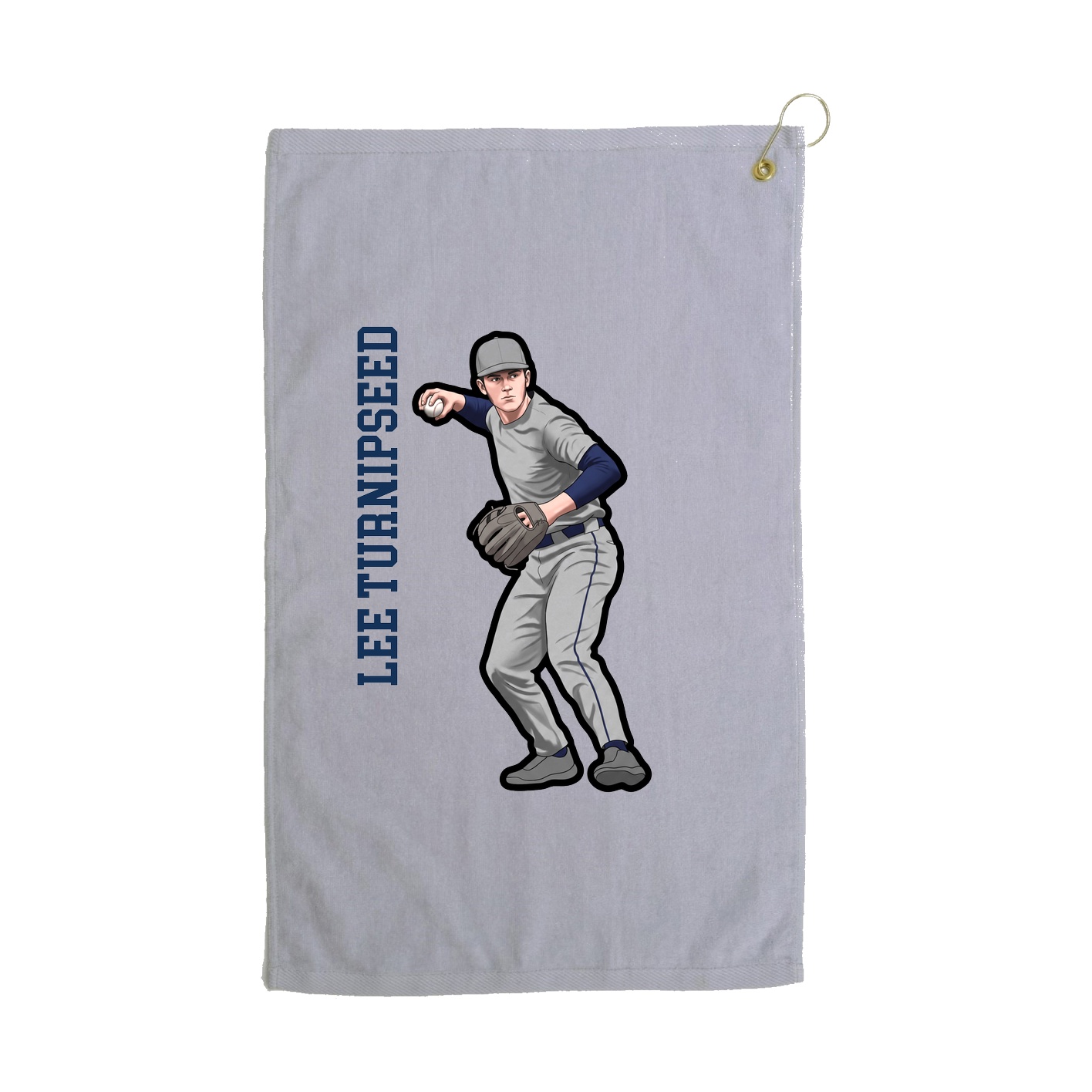Golf Towel — Name Vertical in Grey