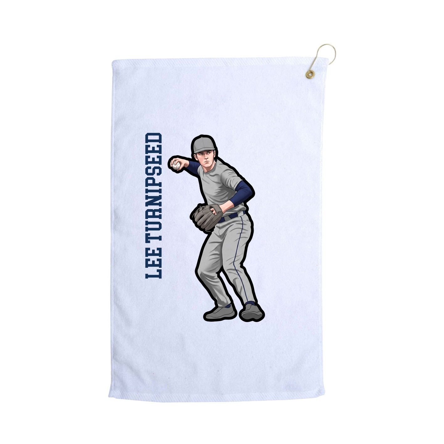 Golf Towel — Name Vertical in White