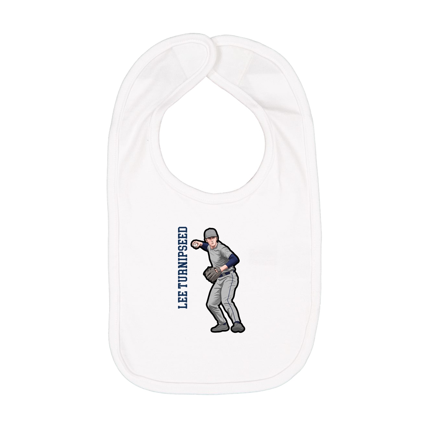 Infant Bib — Name Vertical in White