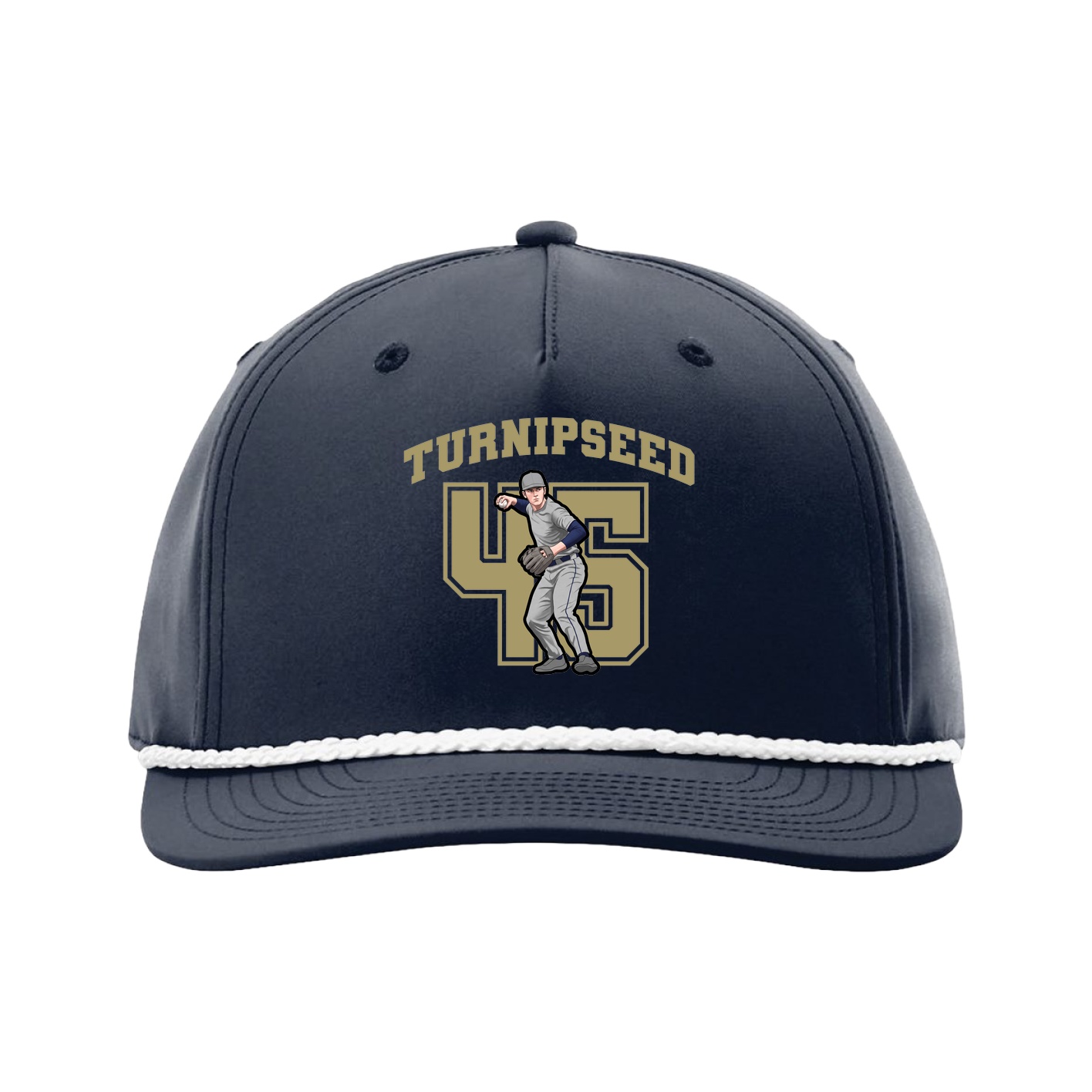 Five-Panel Classic Rope Cap — Number in Navy