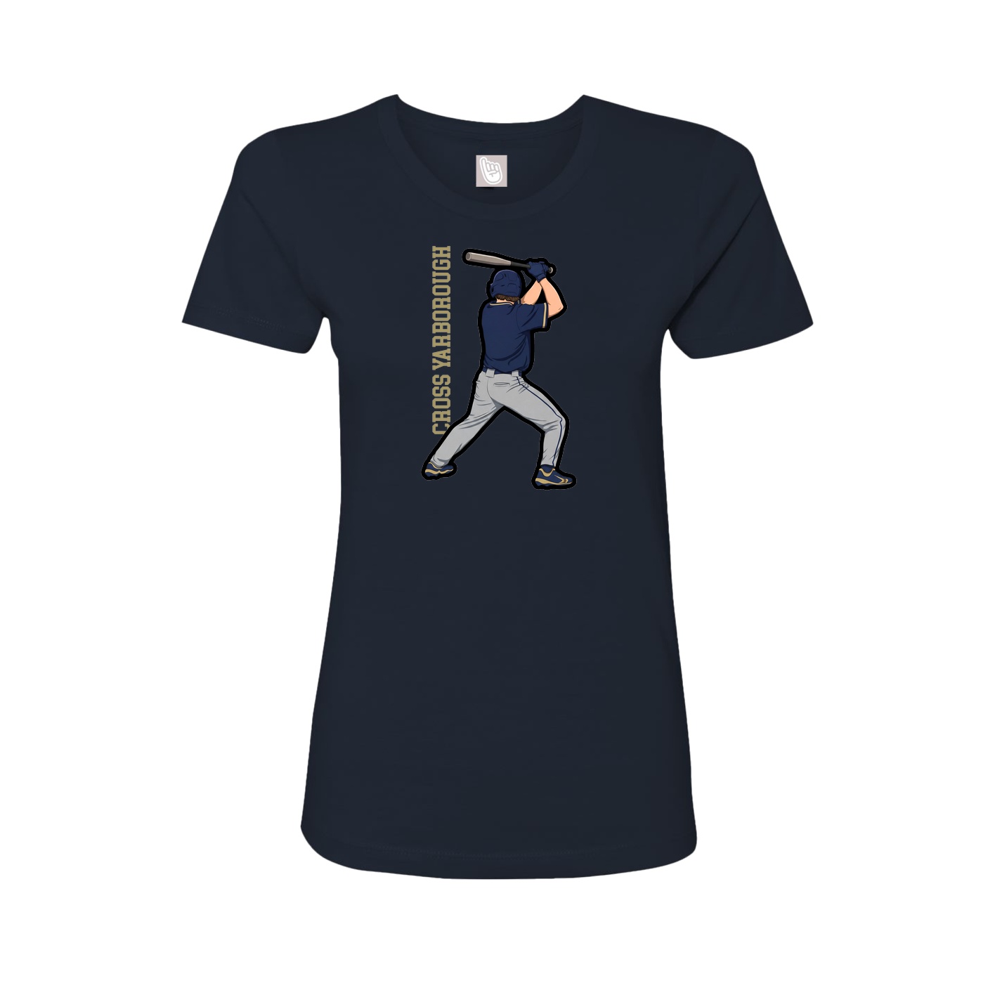 Fitted Women's Tee — Name Vertical in Navy