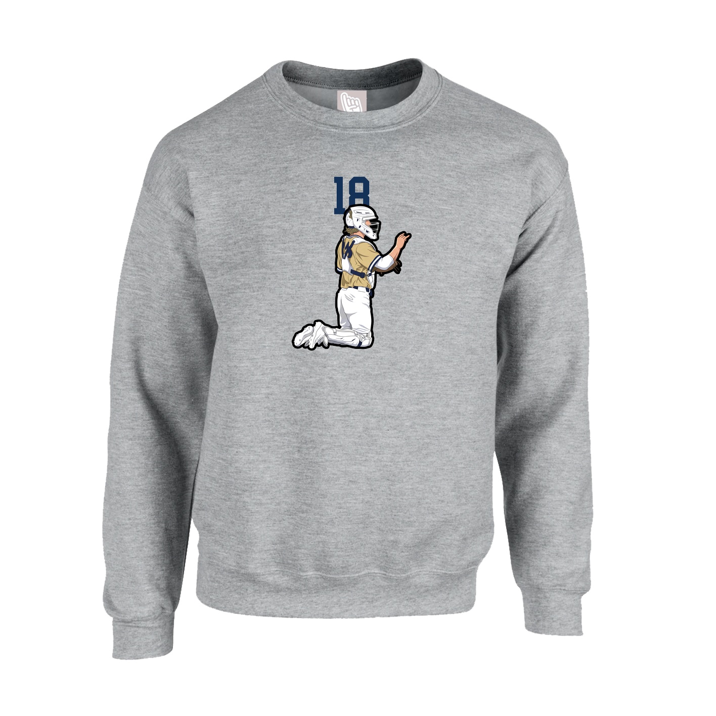 Fleece Crew — Number Top in Grey