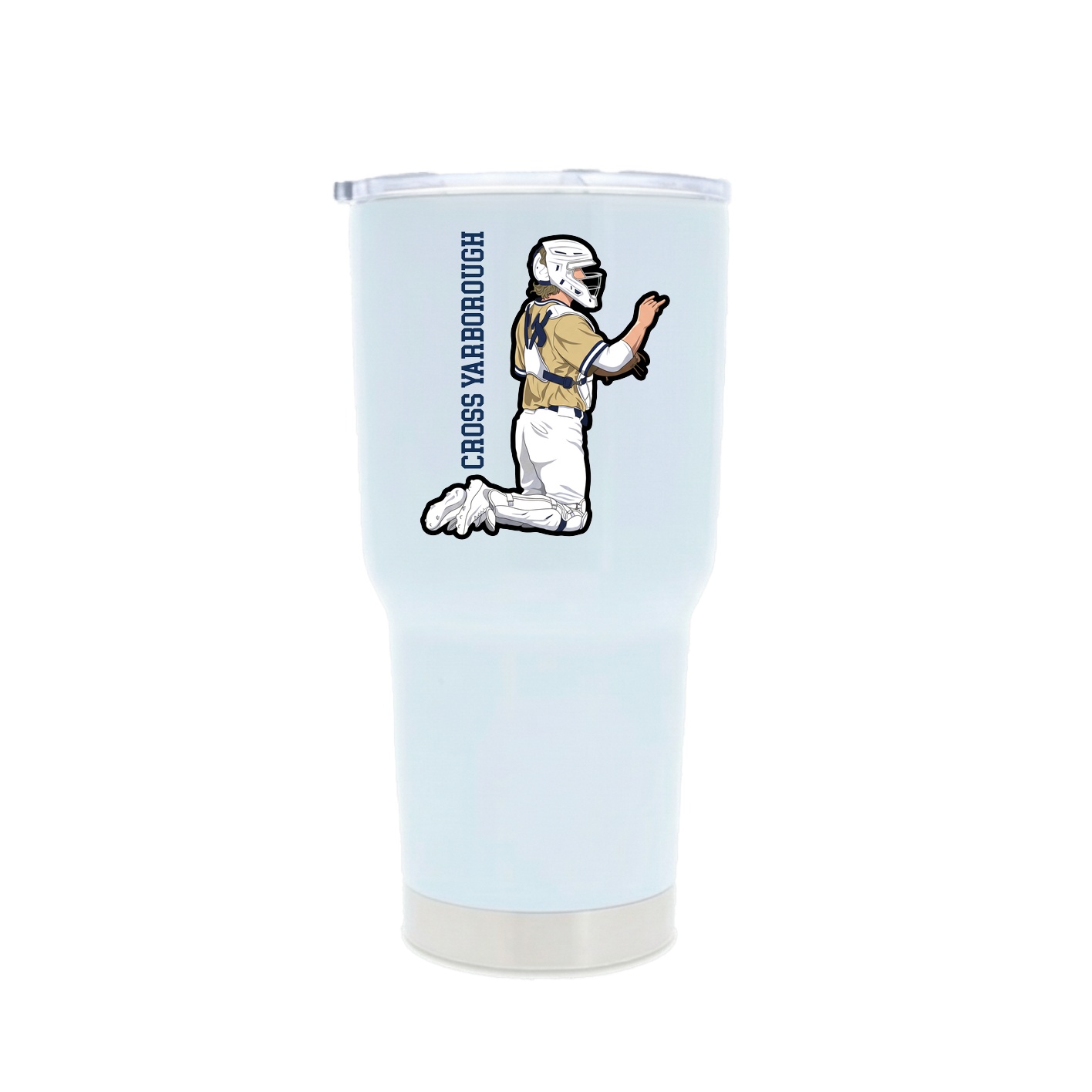 30oz Stainless Steel Tumbler — Name Vertical in White