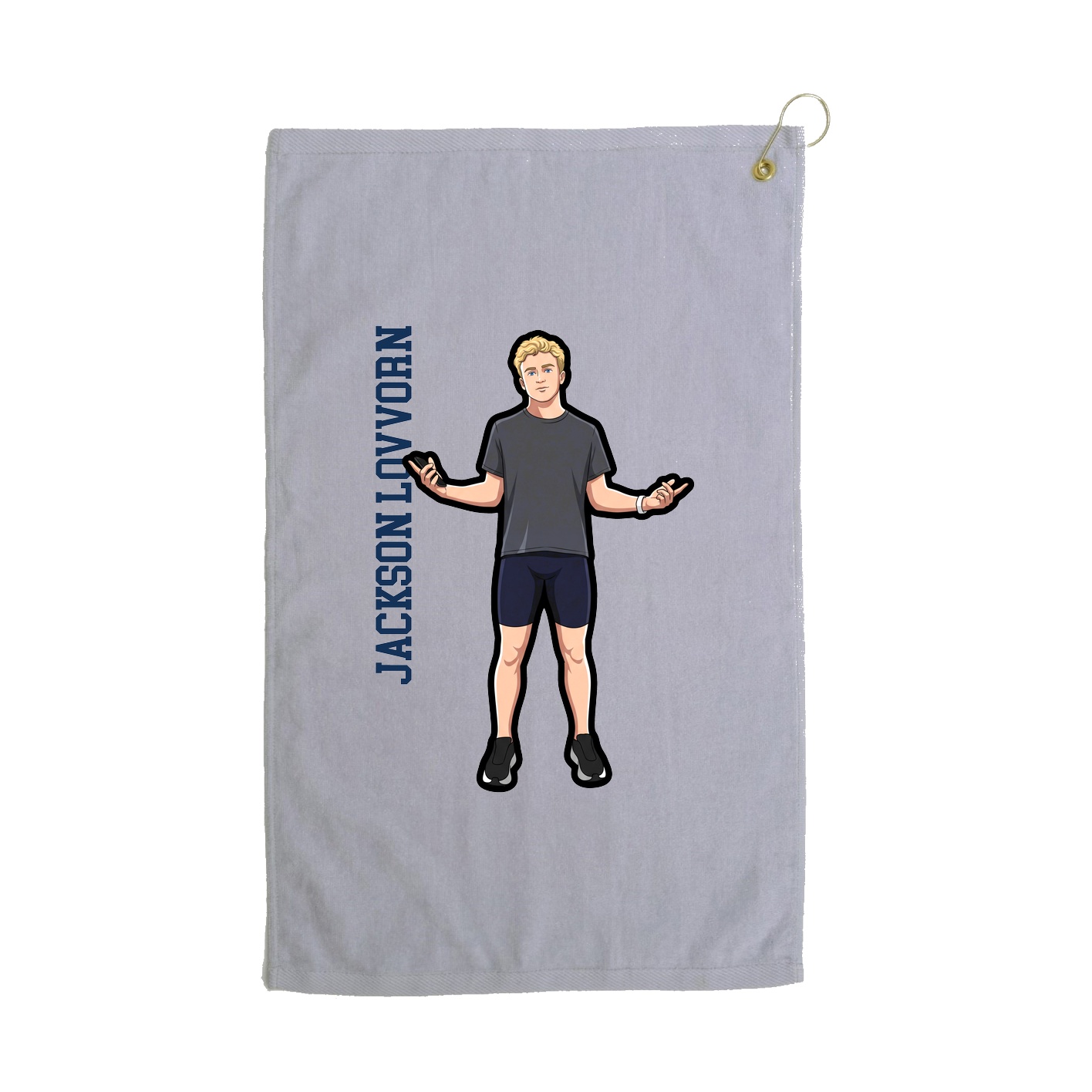 Golf Towel — Name Vertical in Grey