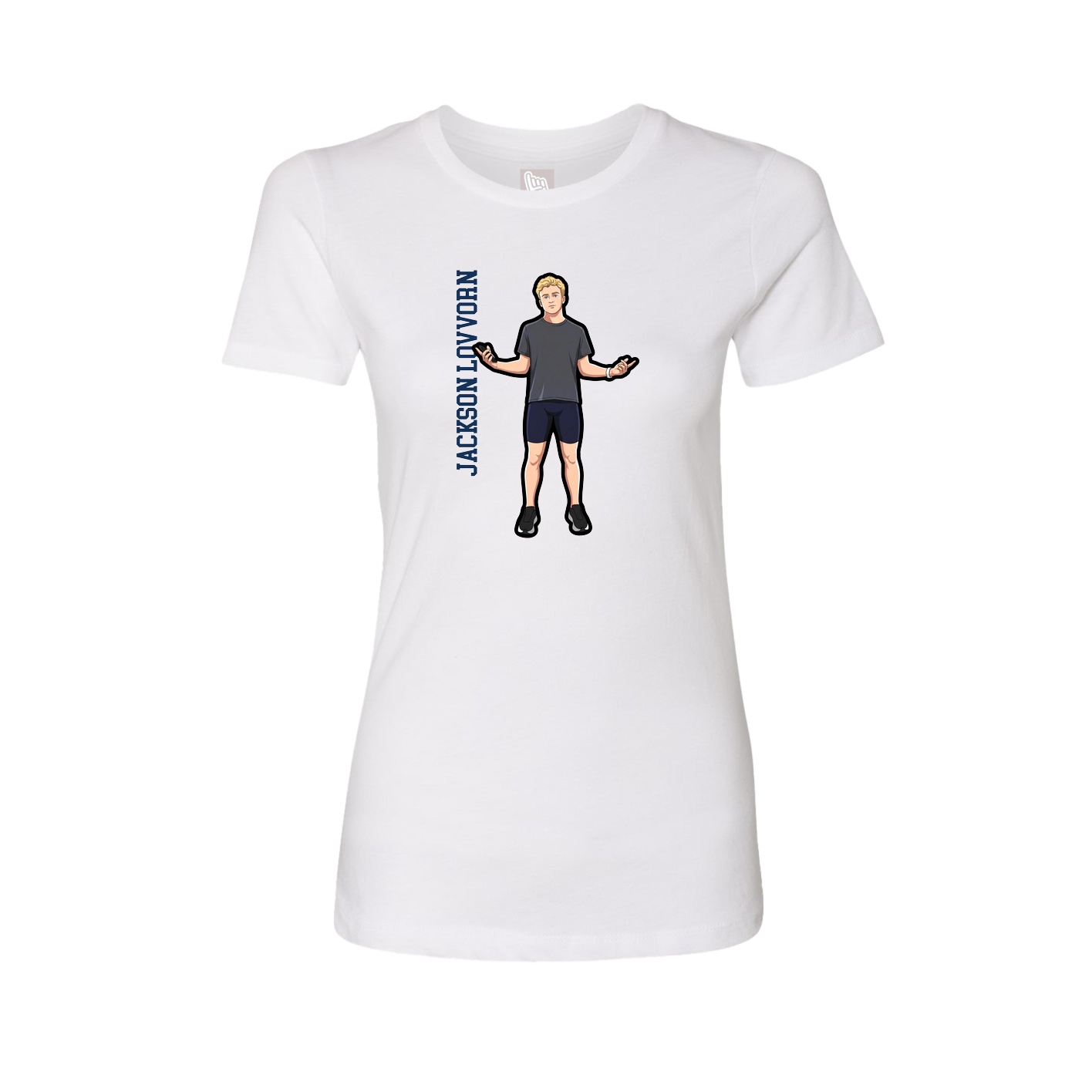 Fitted Women's Tee — Name Vertical in White