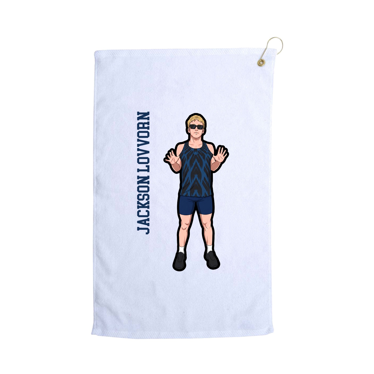 Golf Towel — Name Vertical in White