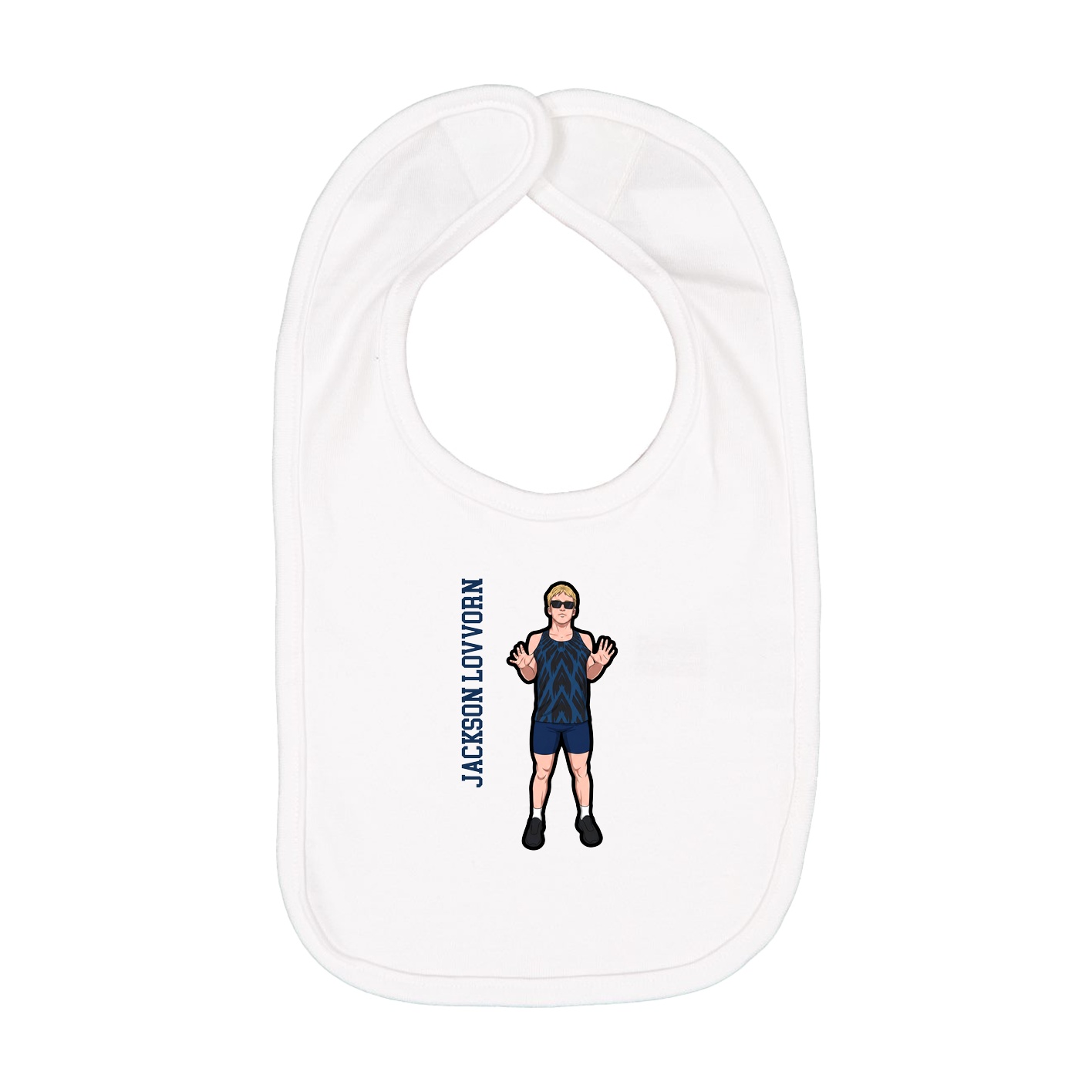 Infant Bib — Name Vertical in White