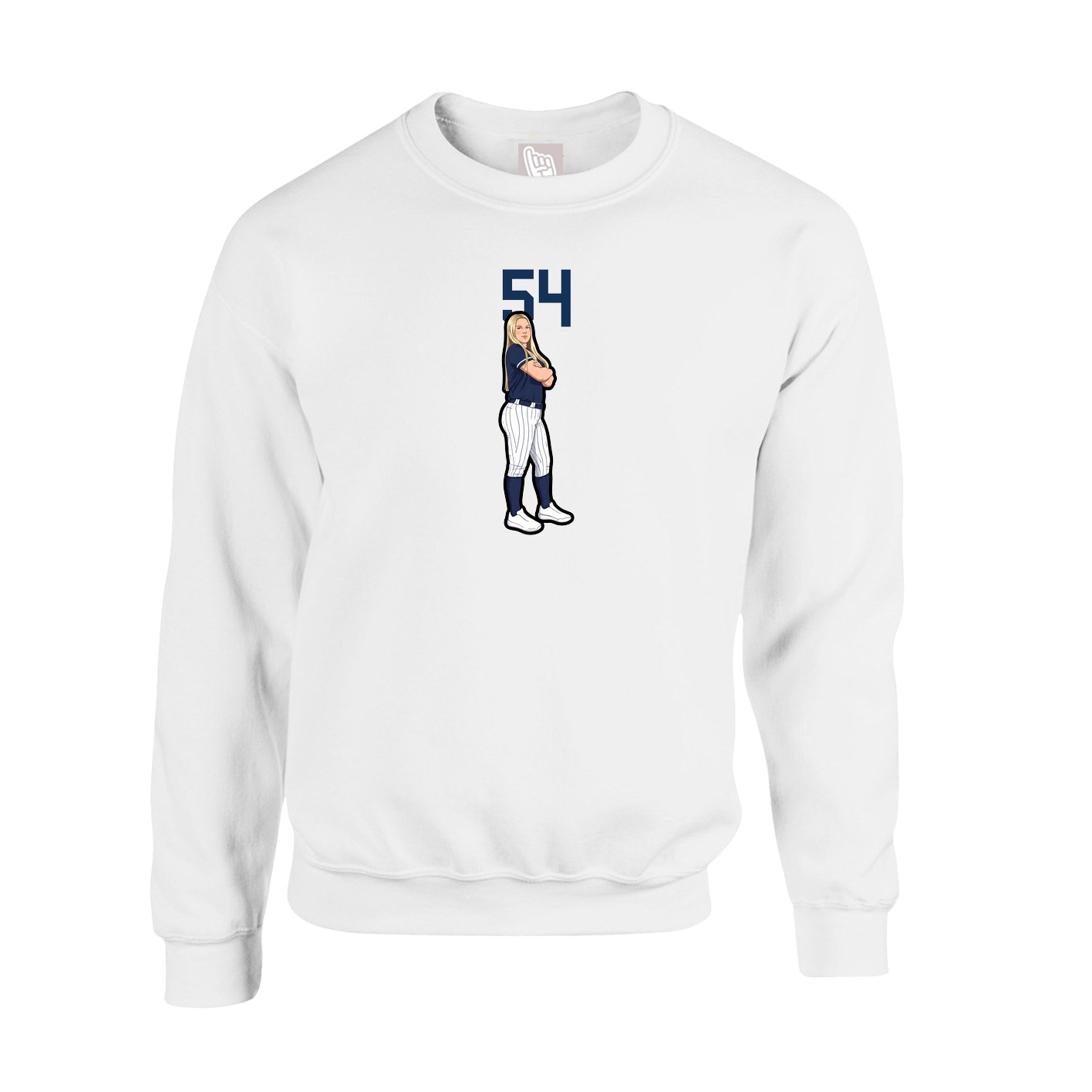 Fleece Crew — Number Top in White