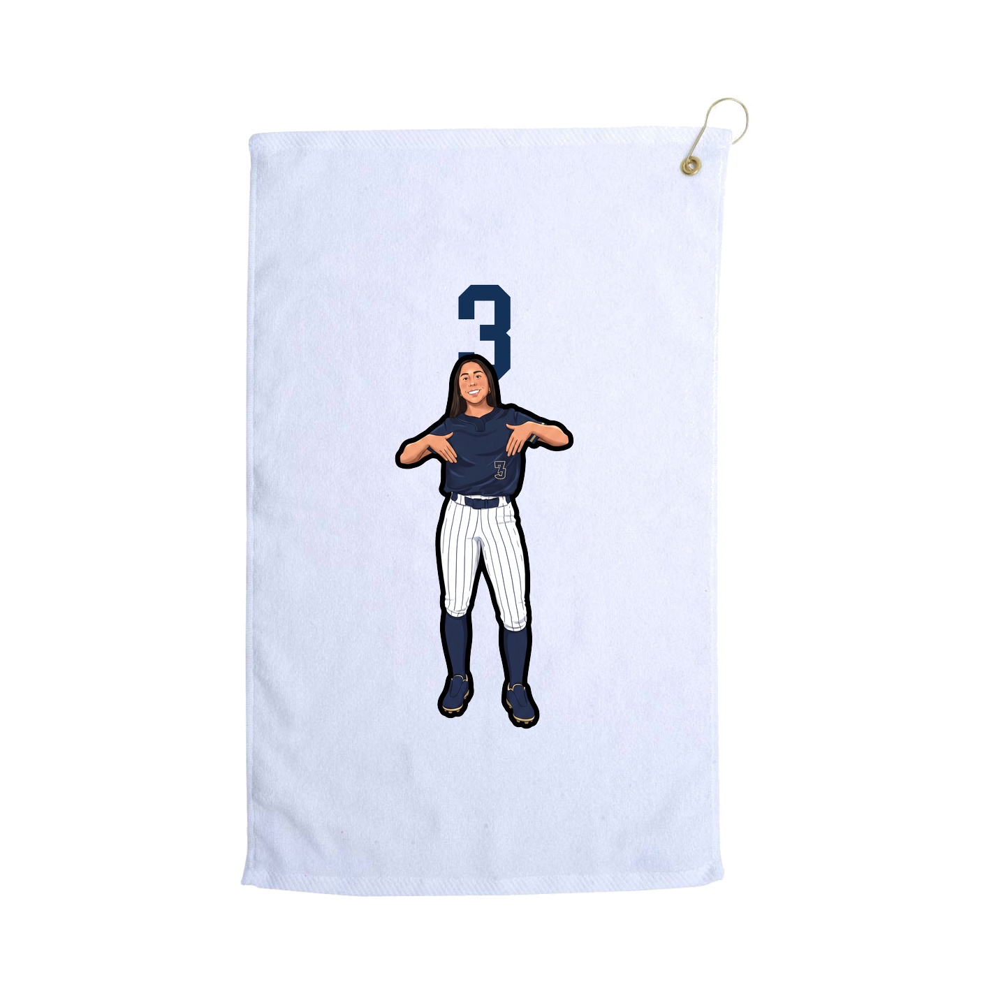 Golf Towel — Number Top in White