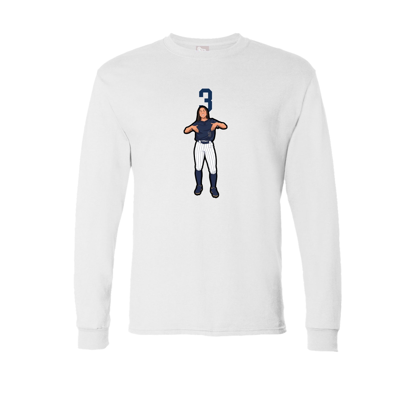 Long Sleeve Tee — Number Top in White