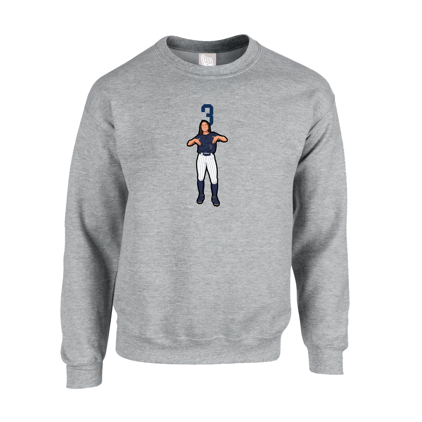 Fleece Crew — Number Top in Grey