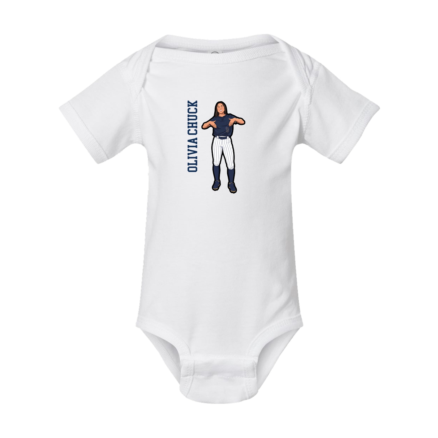Baby Onesie — Name Vertical in White