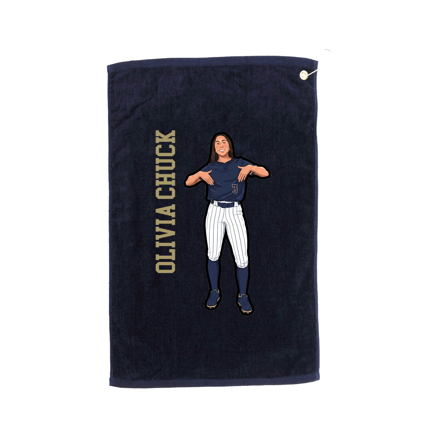 Golf Towel — Name Vertical in Navy