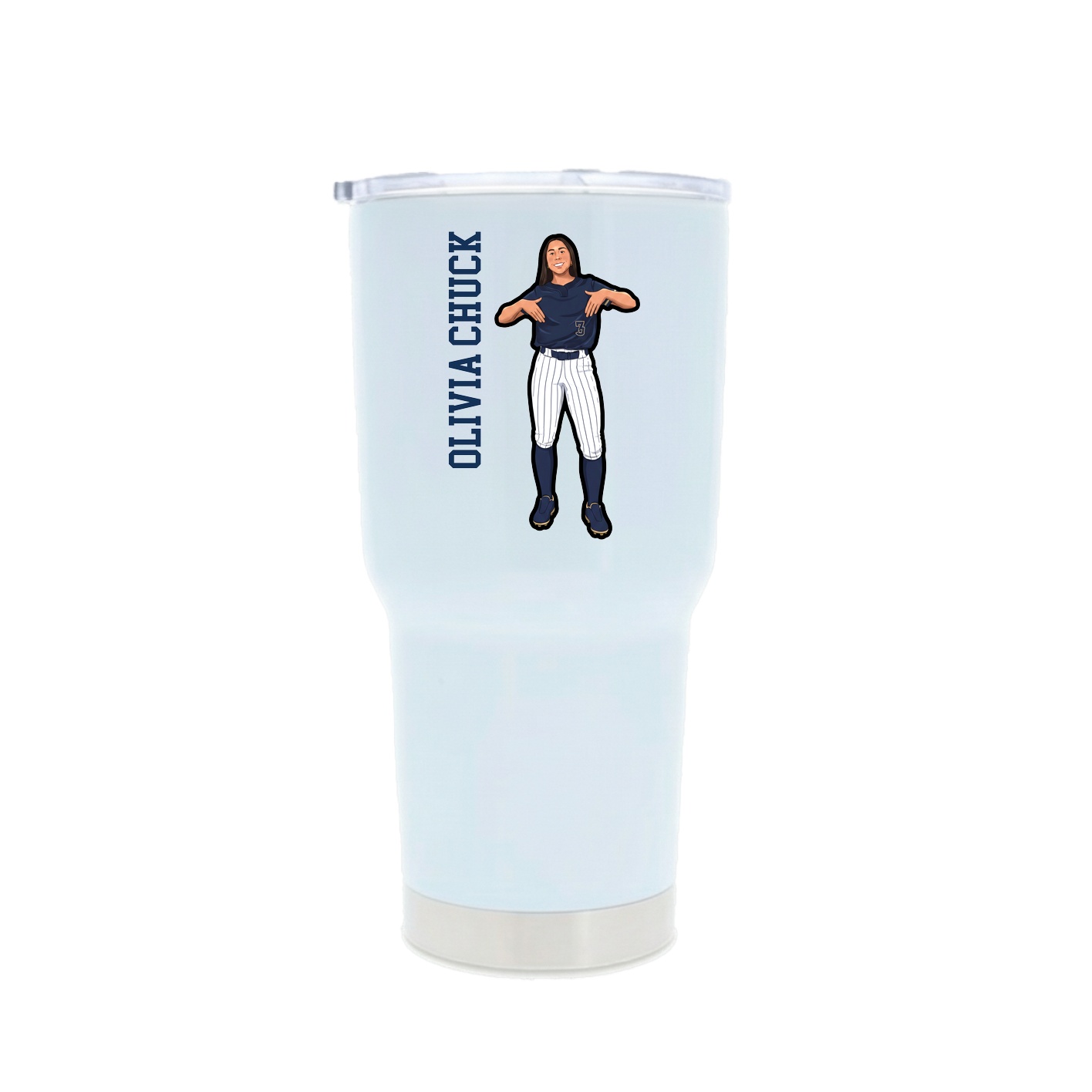 30oz Stainless Steel Tumbler — Name Vertical in White