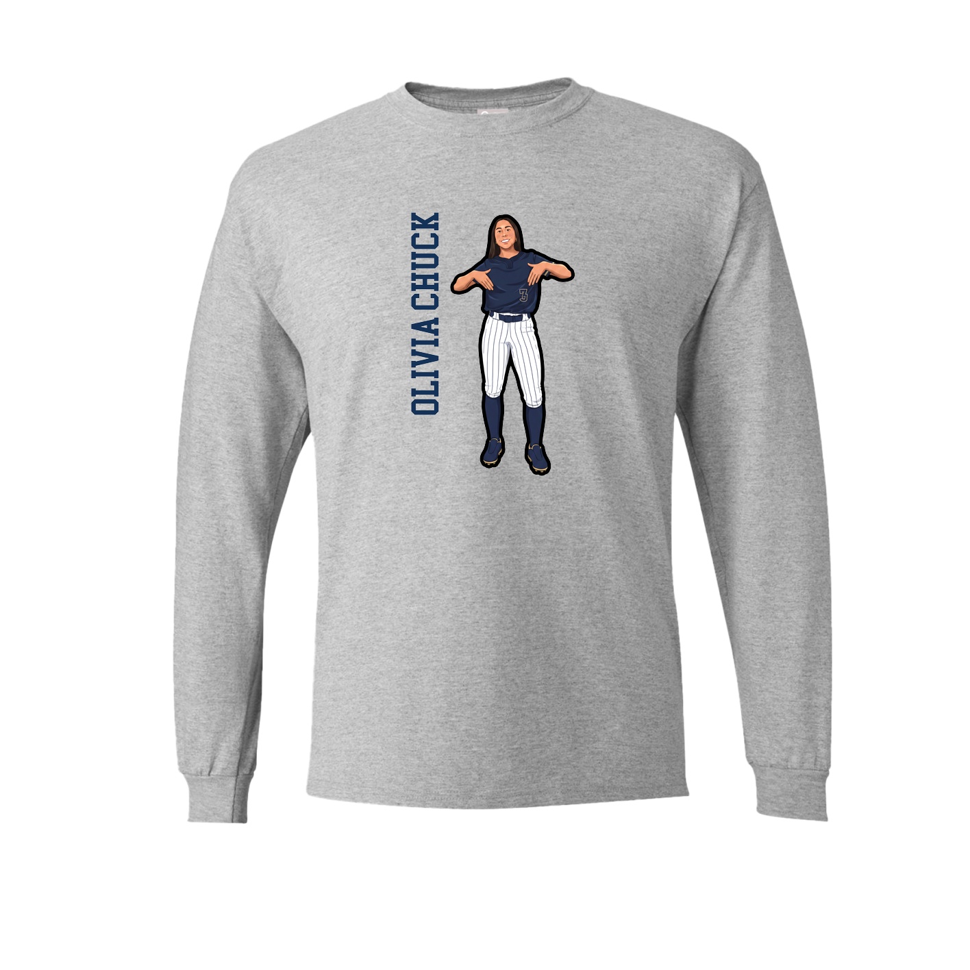 Long Sleeve Tee — Name Vertical in Grey
