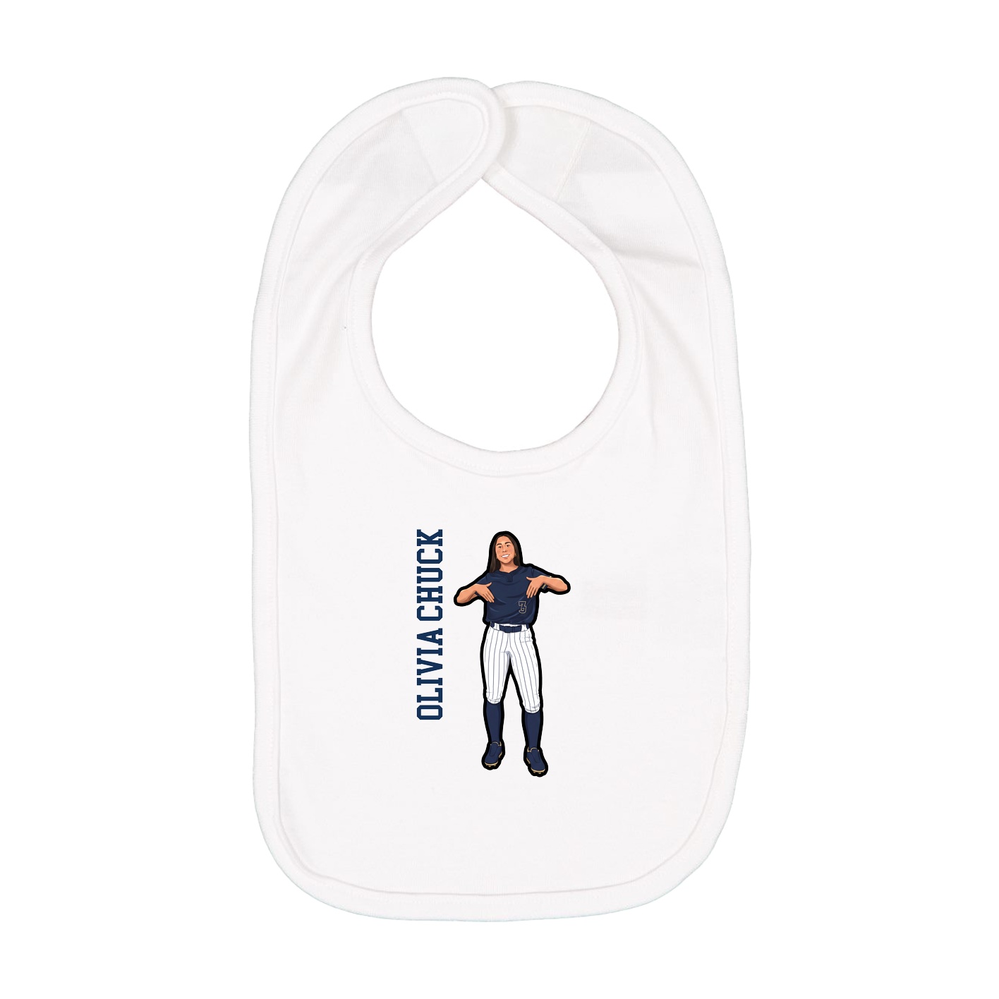 Infant Bib — Name Vertical in White