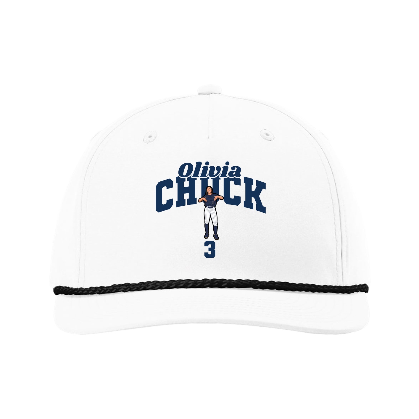 Five-Panel Classic Rope Cap — Signature Arch in White